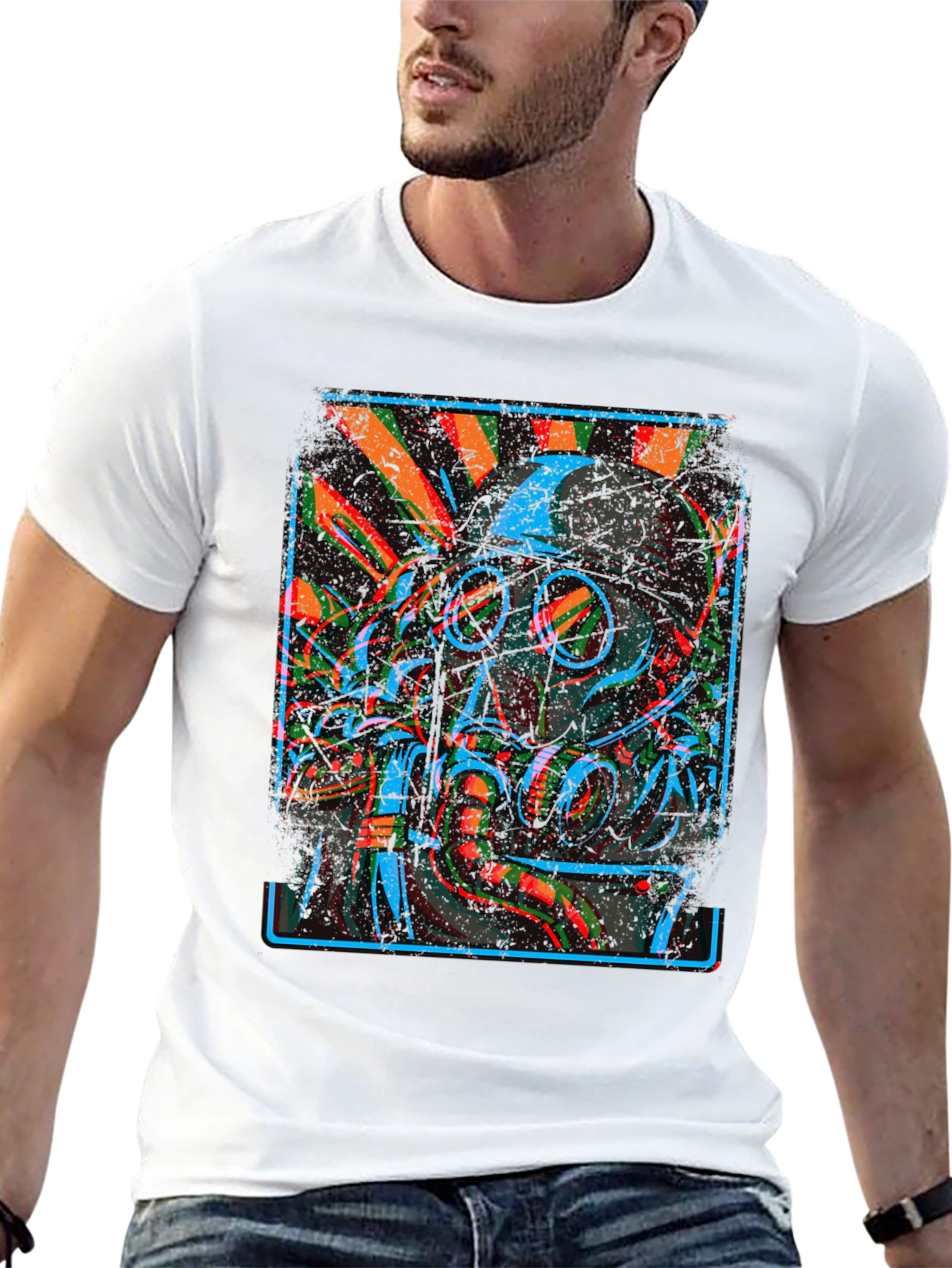 Gas Mask Graphic Print Black T-Shirt