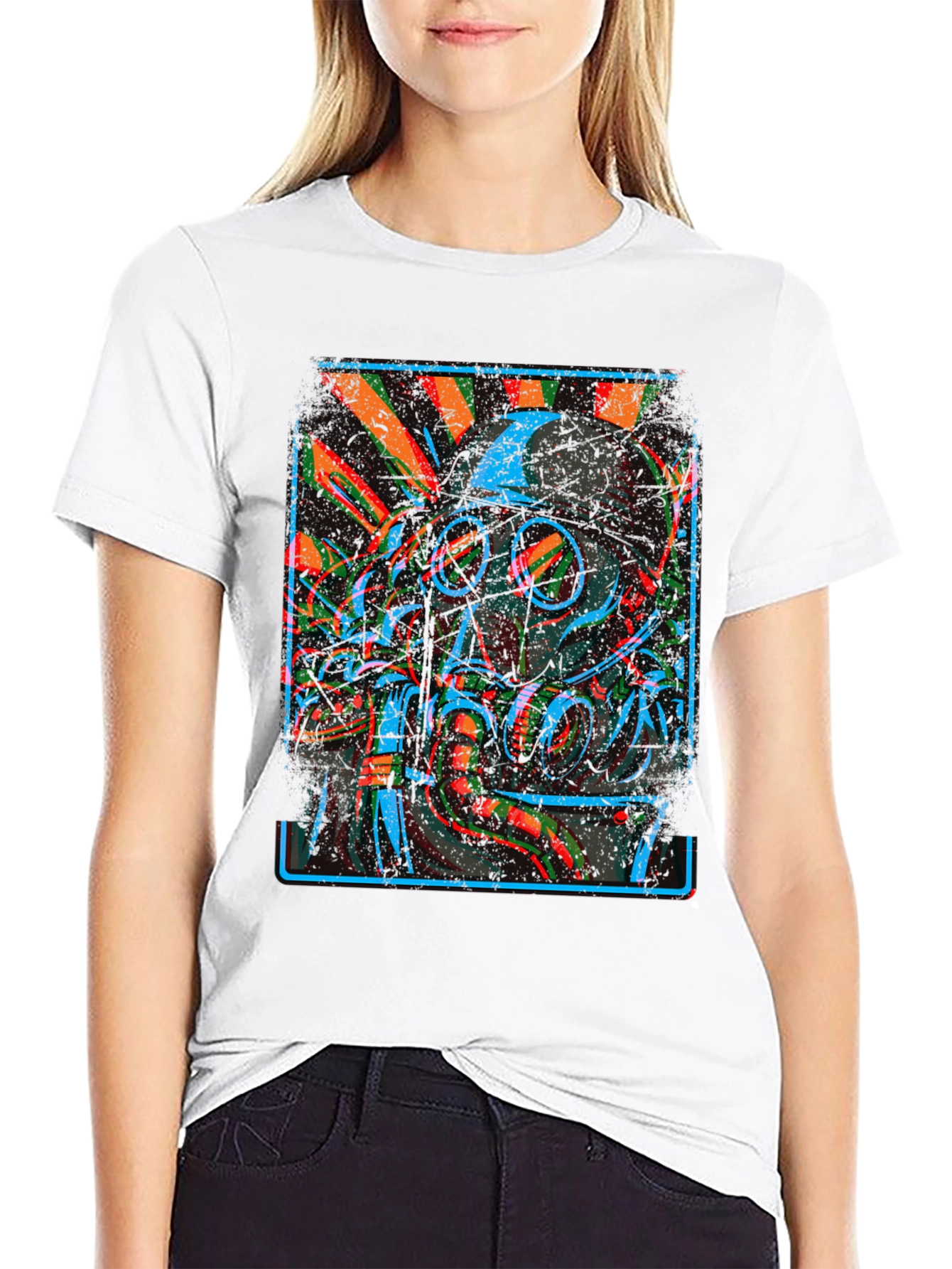 Gas Mask Graphic Print Black T-Shirt
