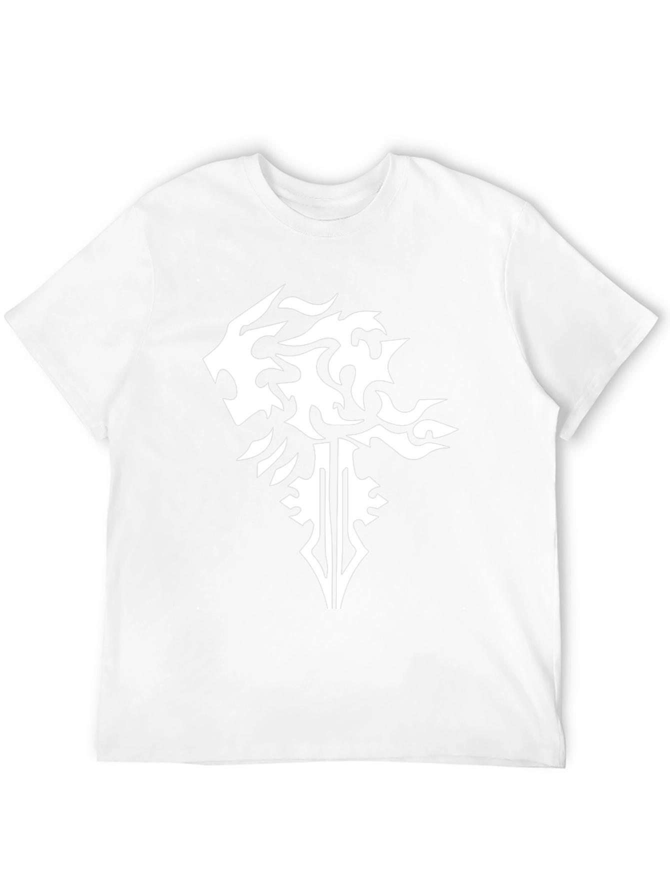 Black T-Shirt with Abstract Lion & Sword Design