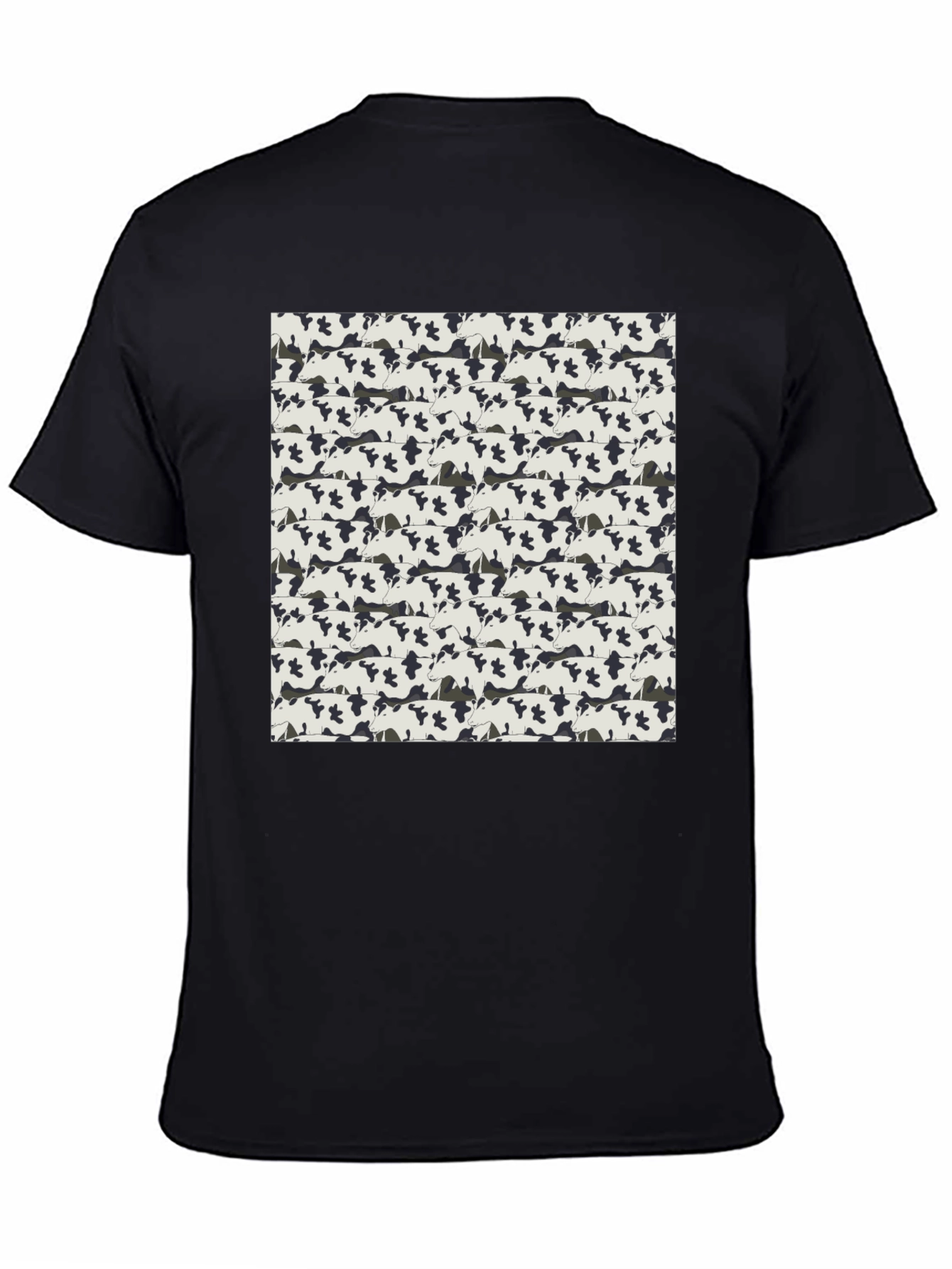 Cow Print T-Shirt - Black - Patterned Tee