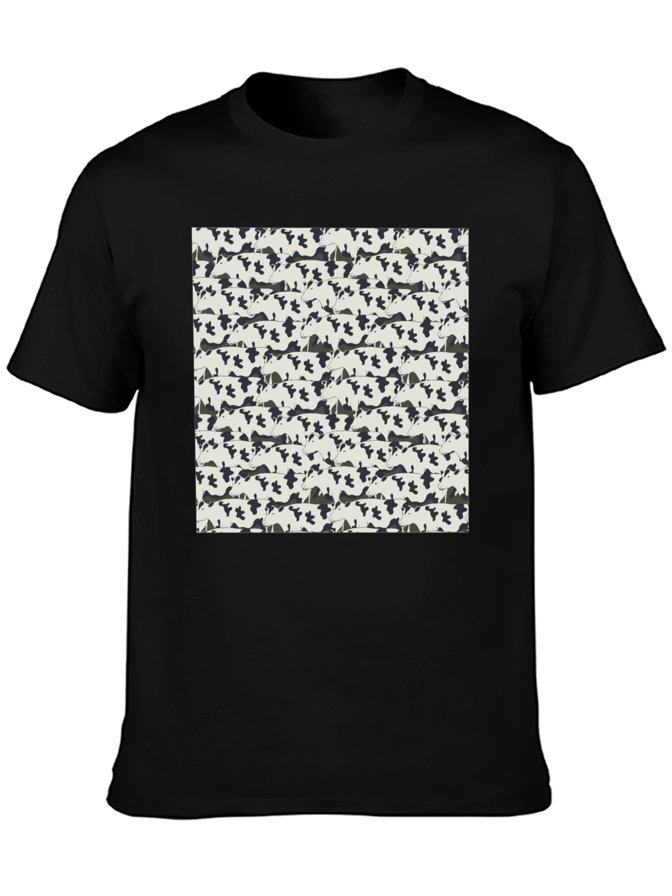 Cow Print T-Shirt - Black - Patterned Tee