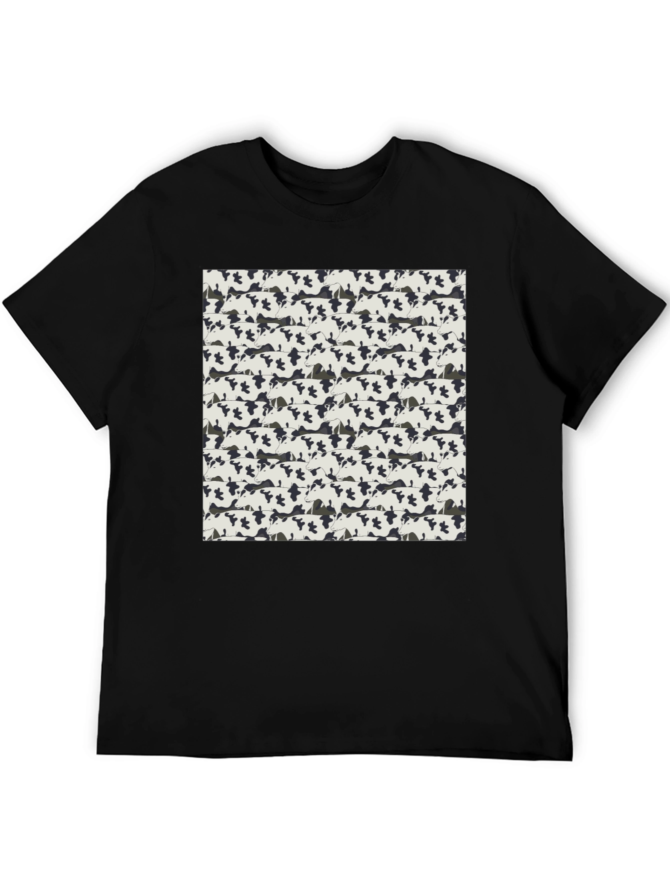 Cow Print T-Shirt - Black - Patterned Tee