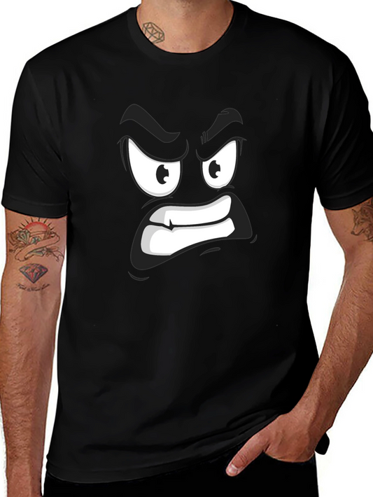 Angry Face Graphic Black T-Shirt