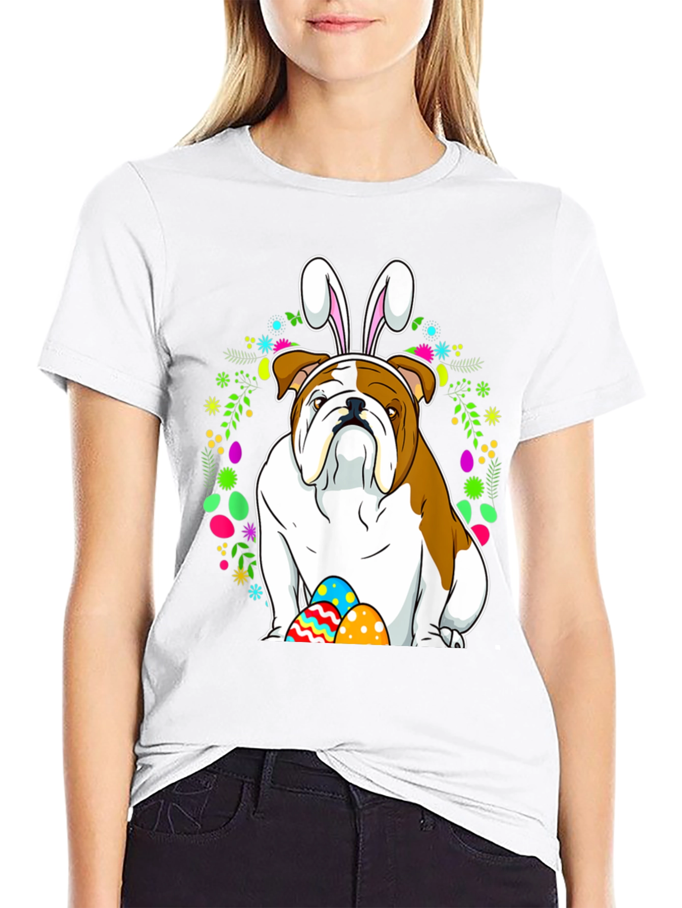 Bulldog Easter Bunny T-Shirt - Festive Dog Lover Tee