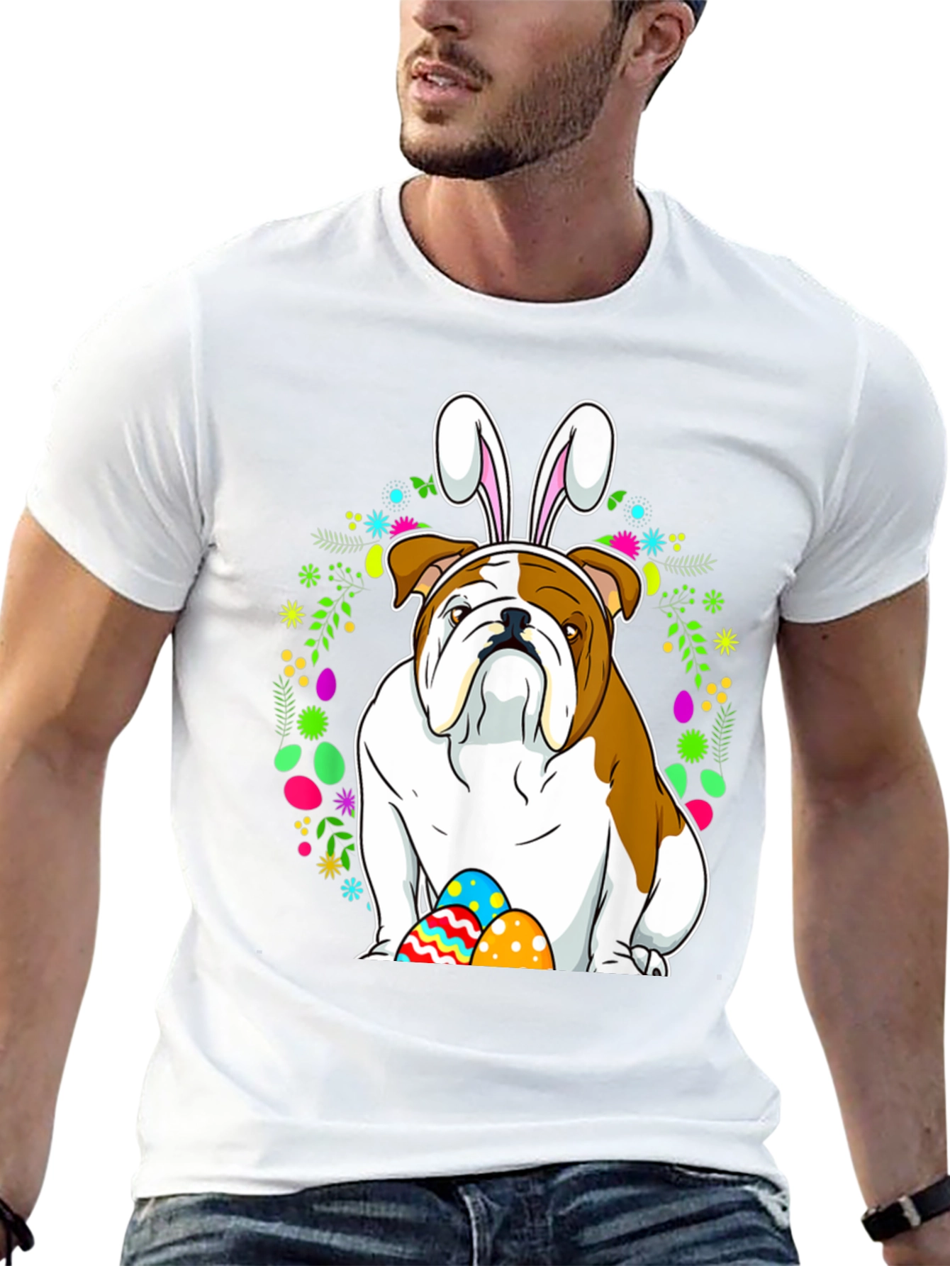 Bulldog Easter Bunny T-Shirt - Festive Dog Lover Tee
