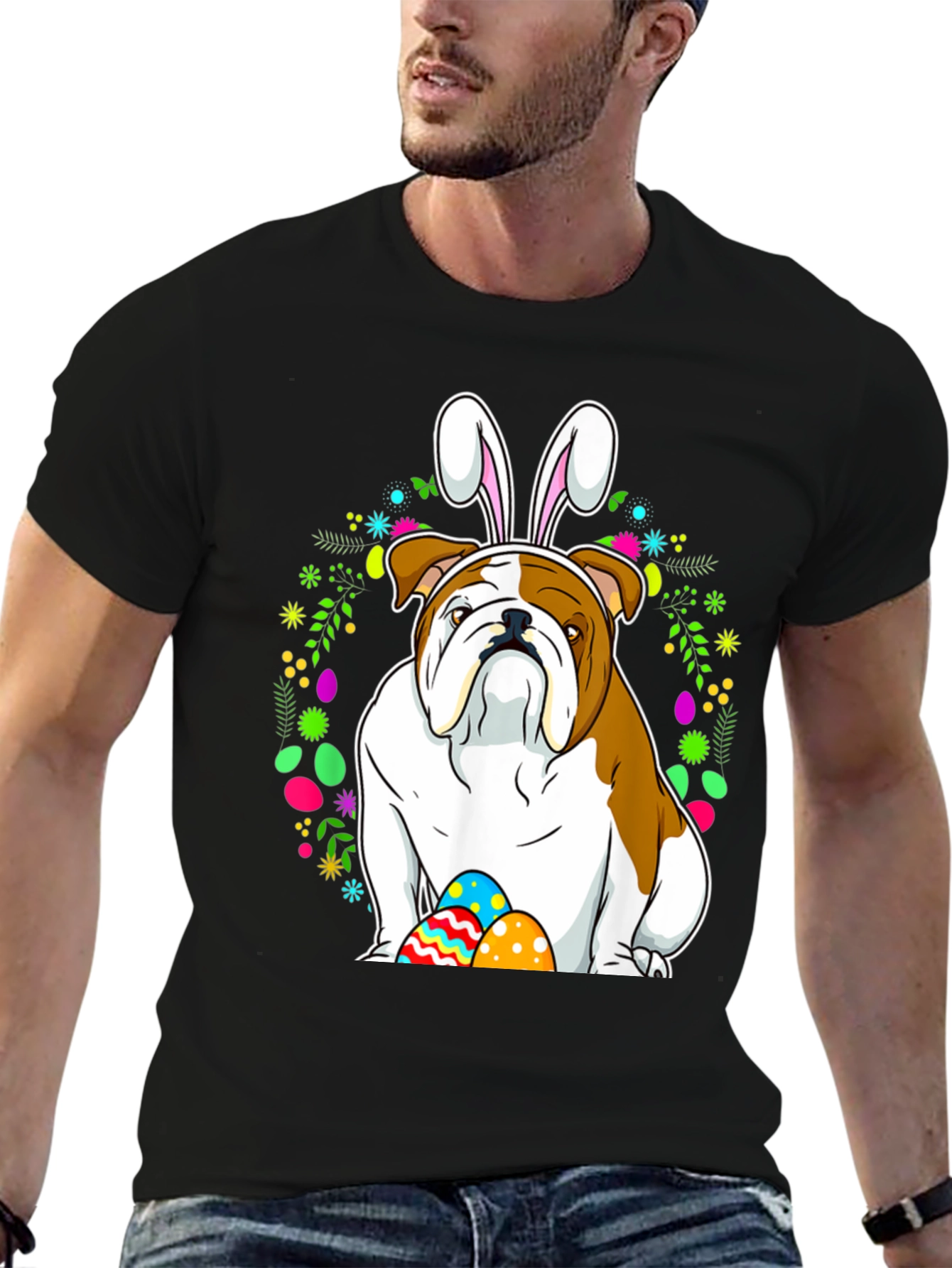 Bulldog Easter Bunny T-Shirt - Festive Dog Lover Tee