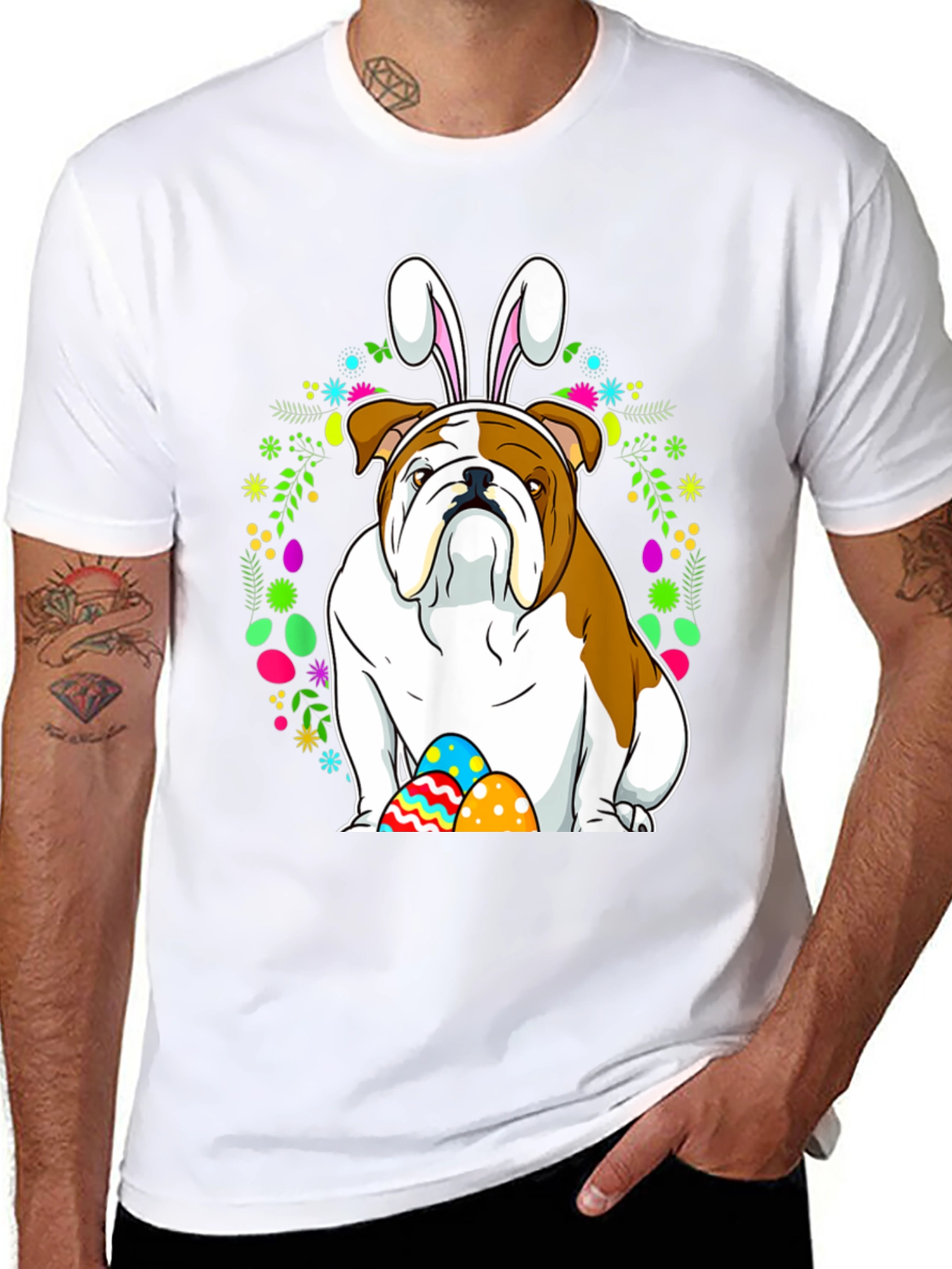 Bulldog Easter Bunny T-Shirt - Festive Dog Lover Tee