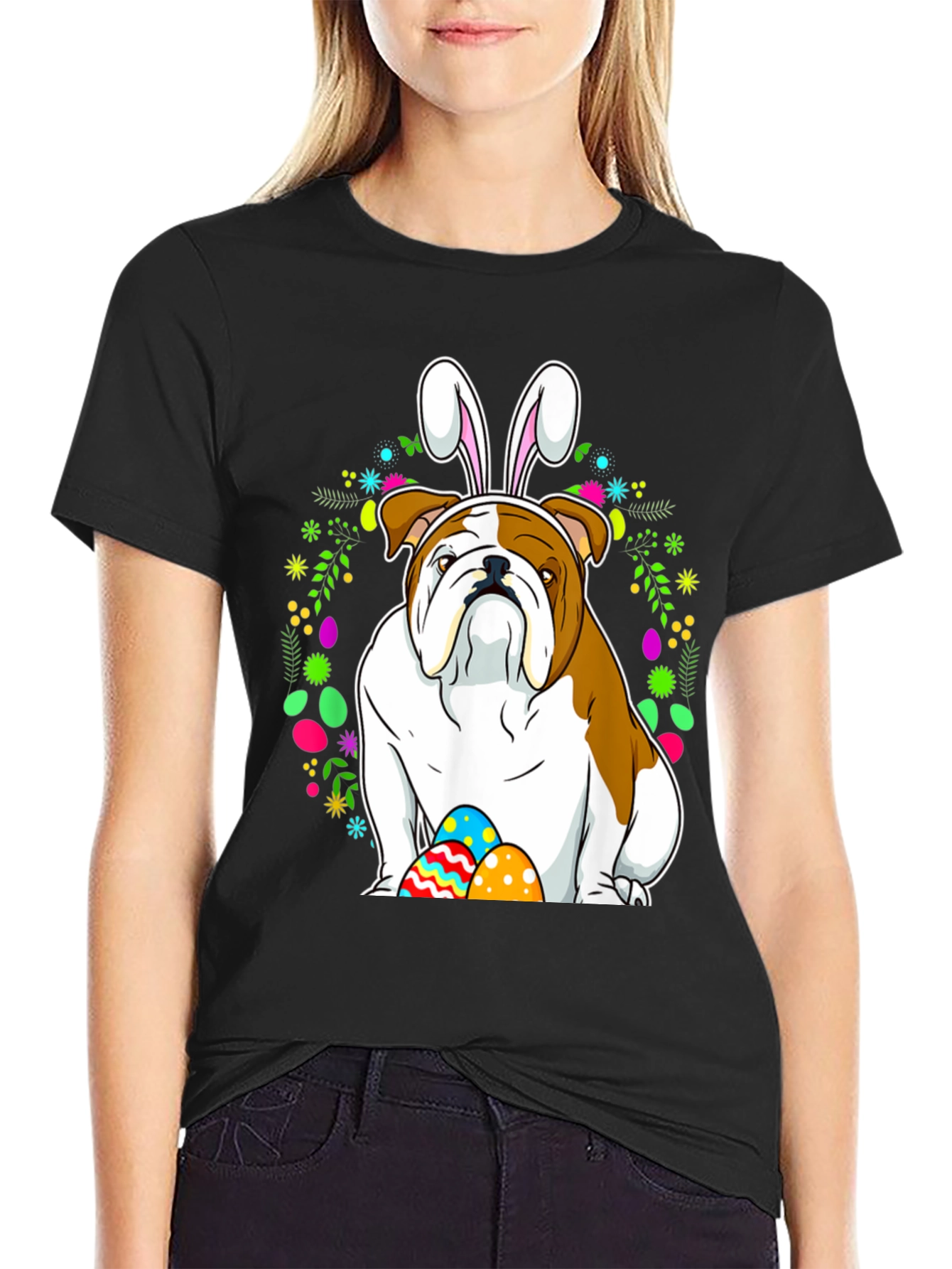 Bulldog Easter Bunny T-Shirt - Festive Dog Lover Tee