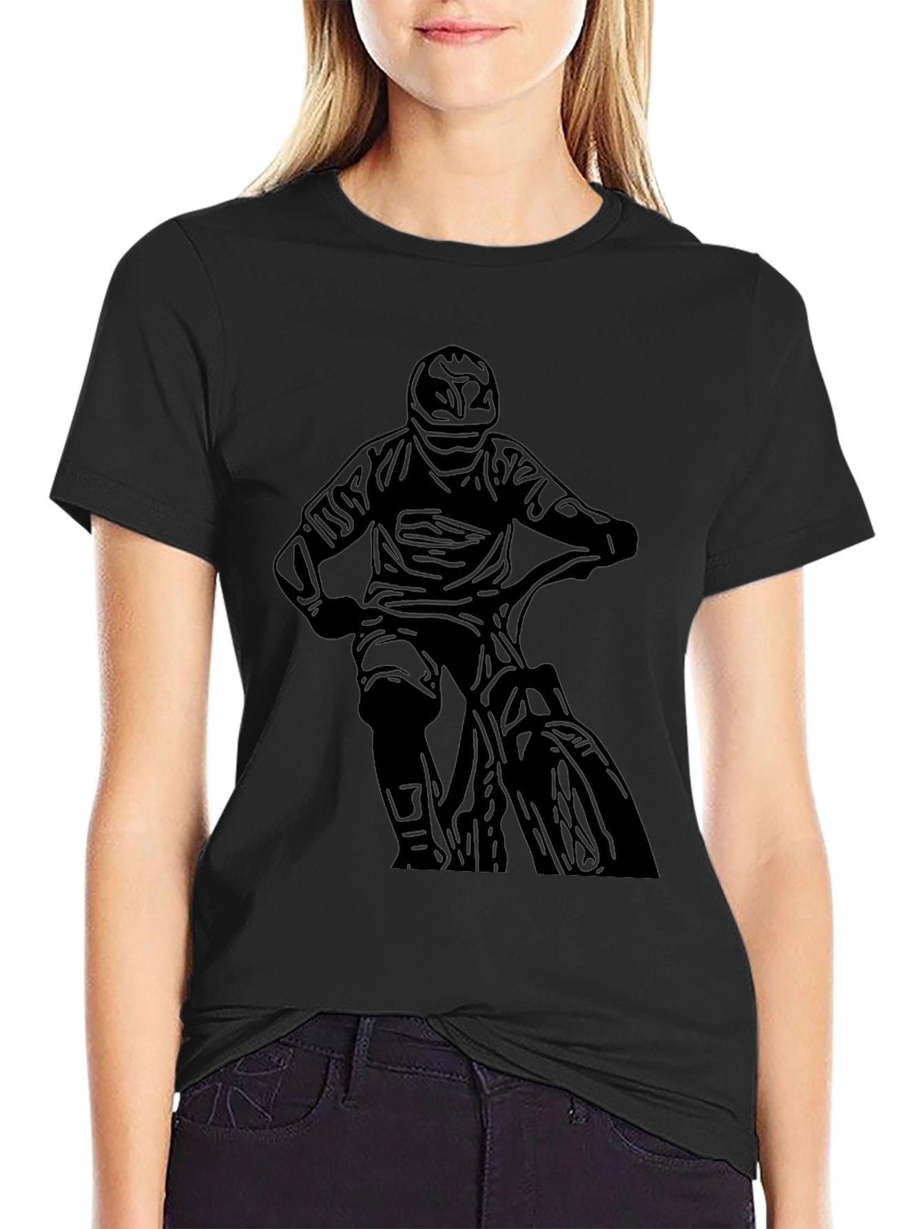 Mens Black Biker Graphic Tee