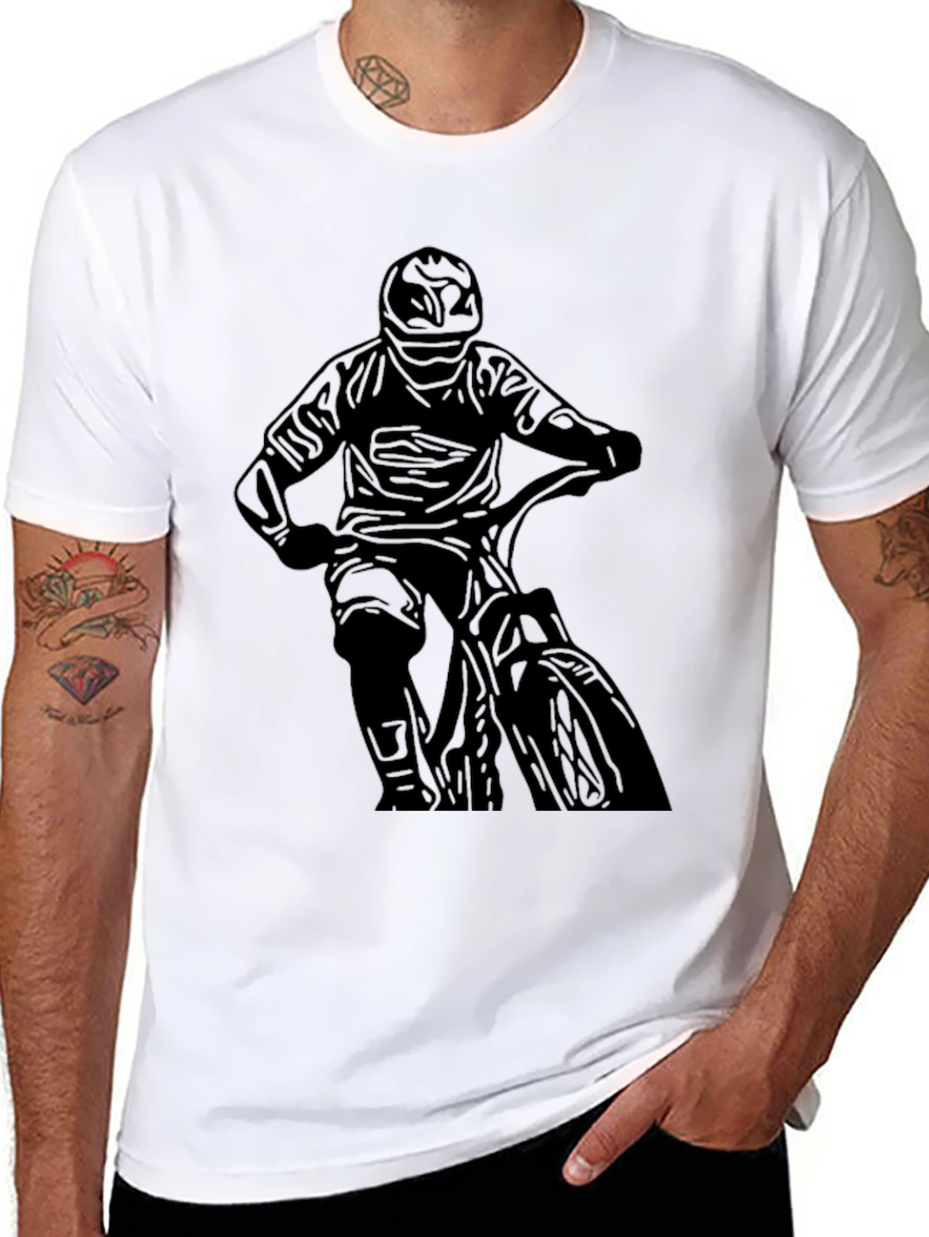Mens Black Biker Graphic Tee