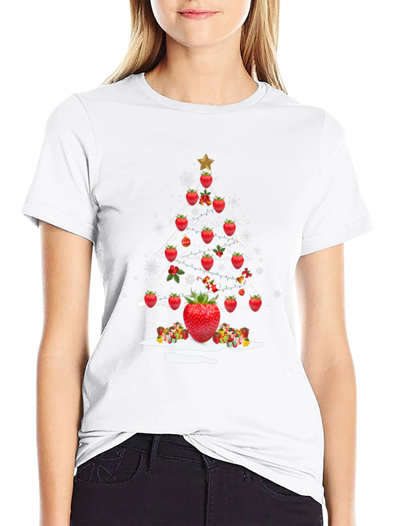 Strawberry Christmas Tree Graphic Tee