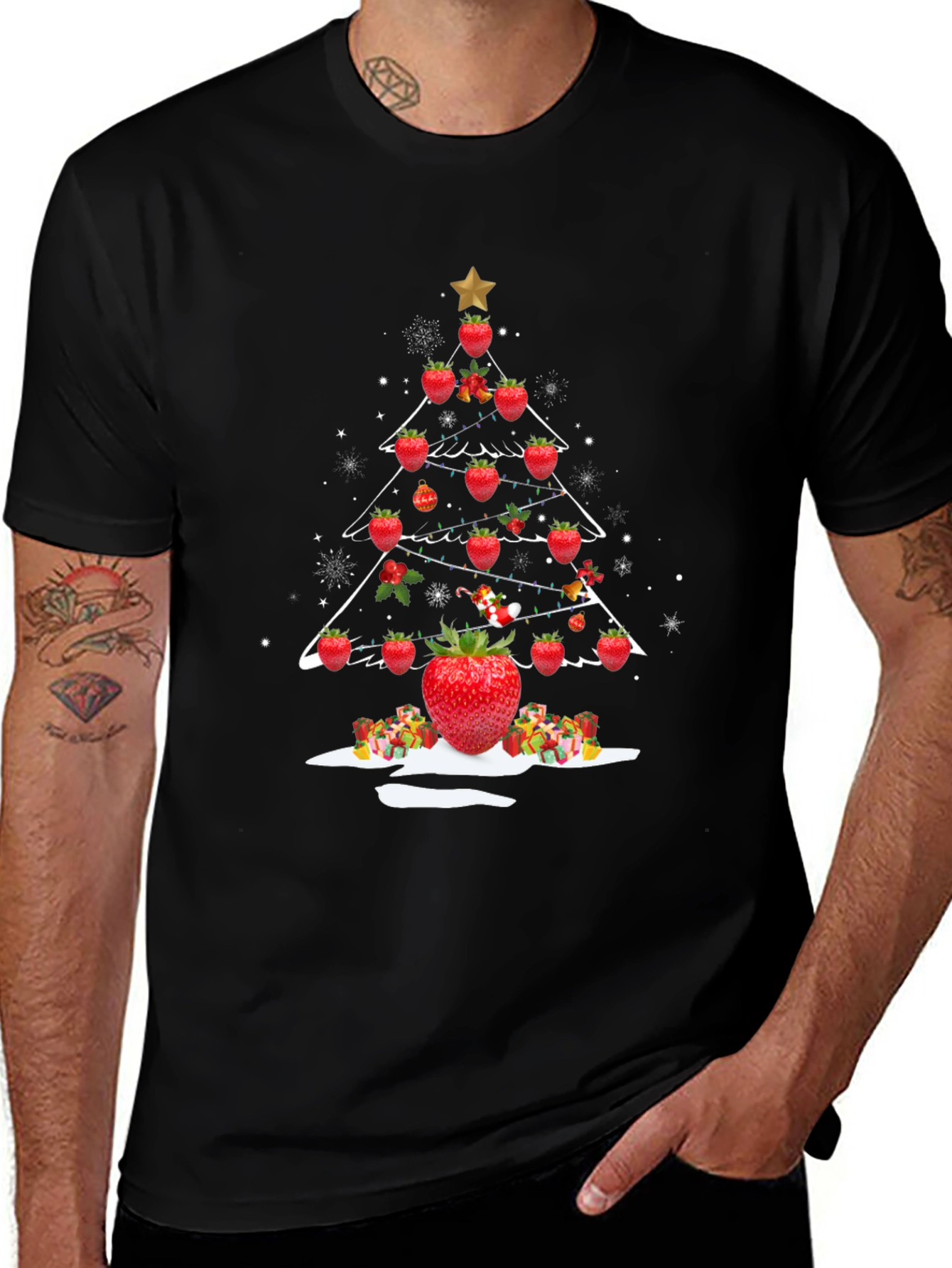 Strawberry Christmas Tree Graphic Tee