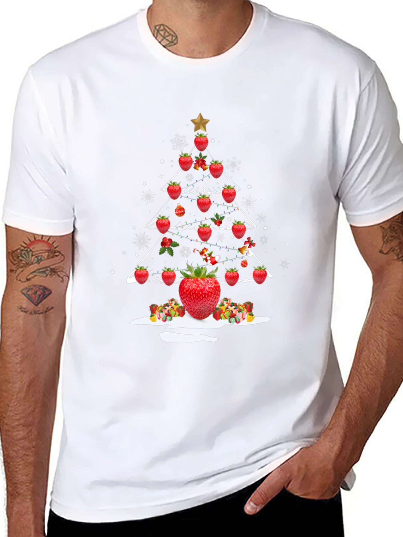 Strawberry Christmas Tree Graphic Tee