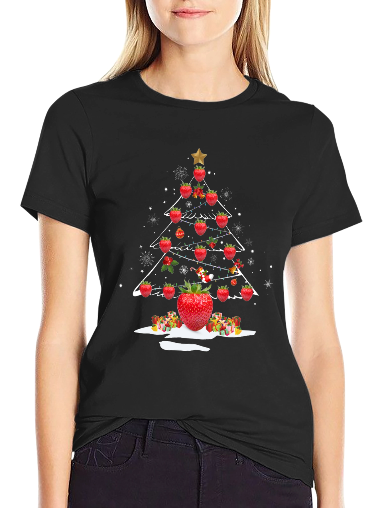 Strawberry Christmas Tree Graphic Tee