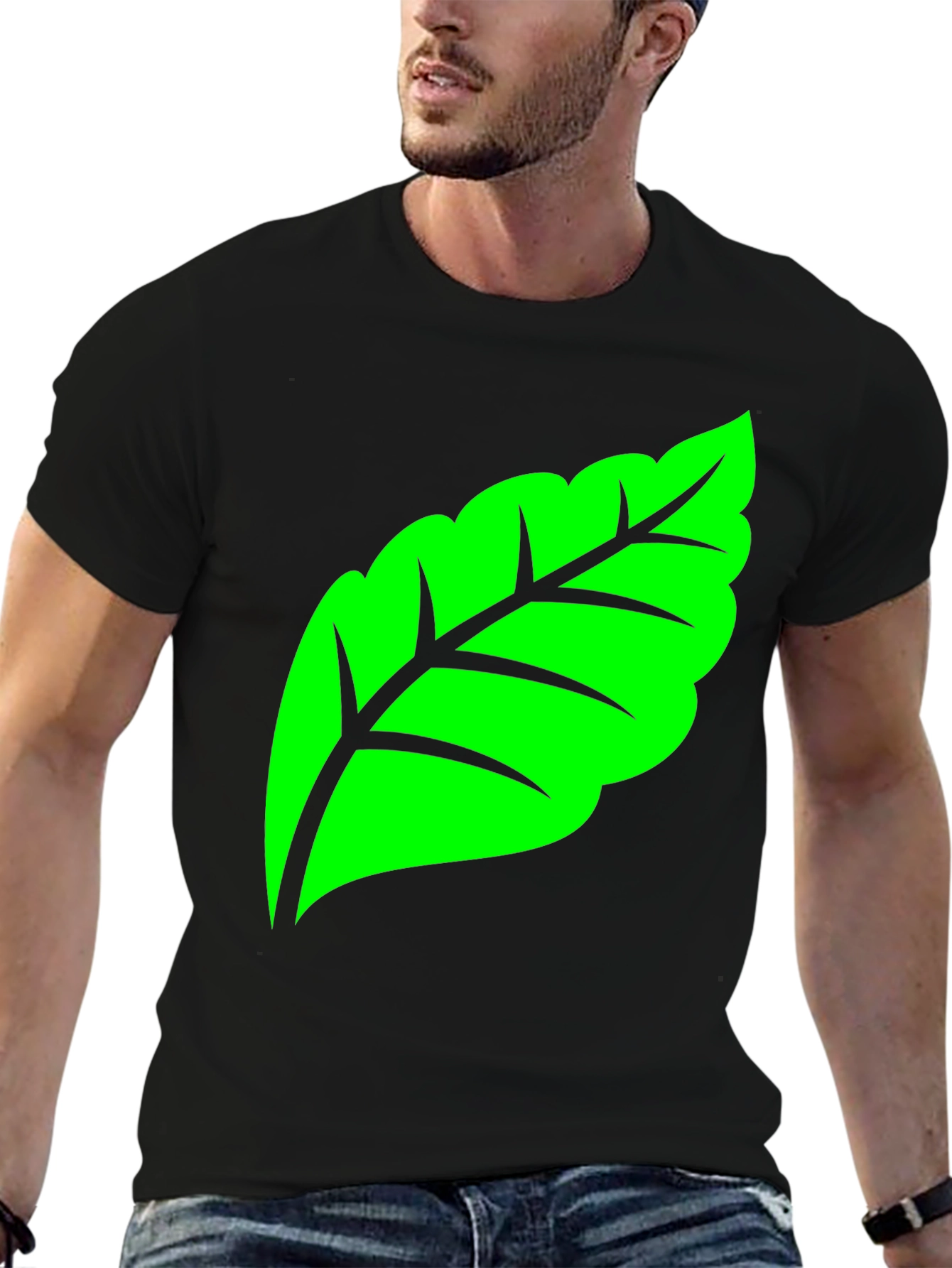 Green Leaf Graphic Tee - Nature Inspired Design