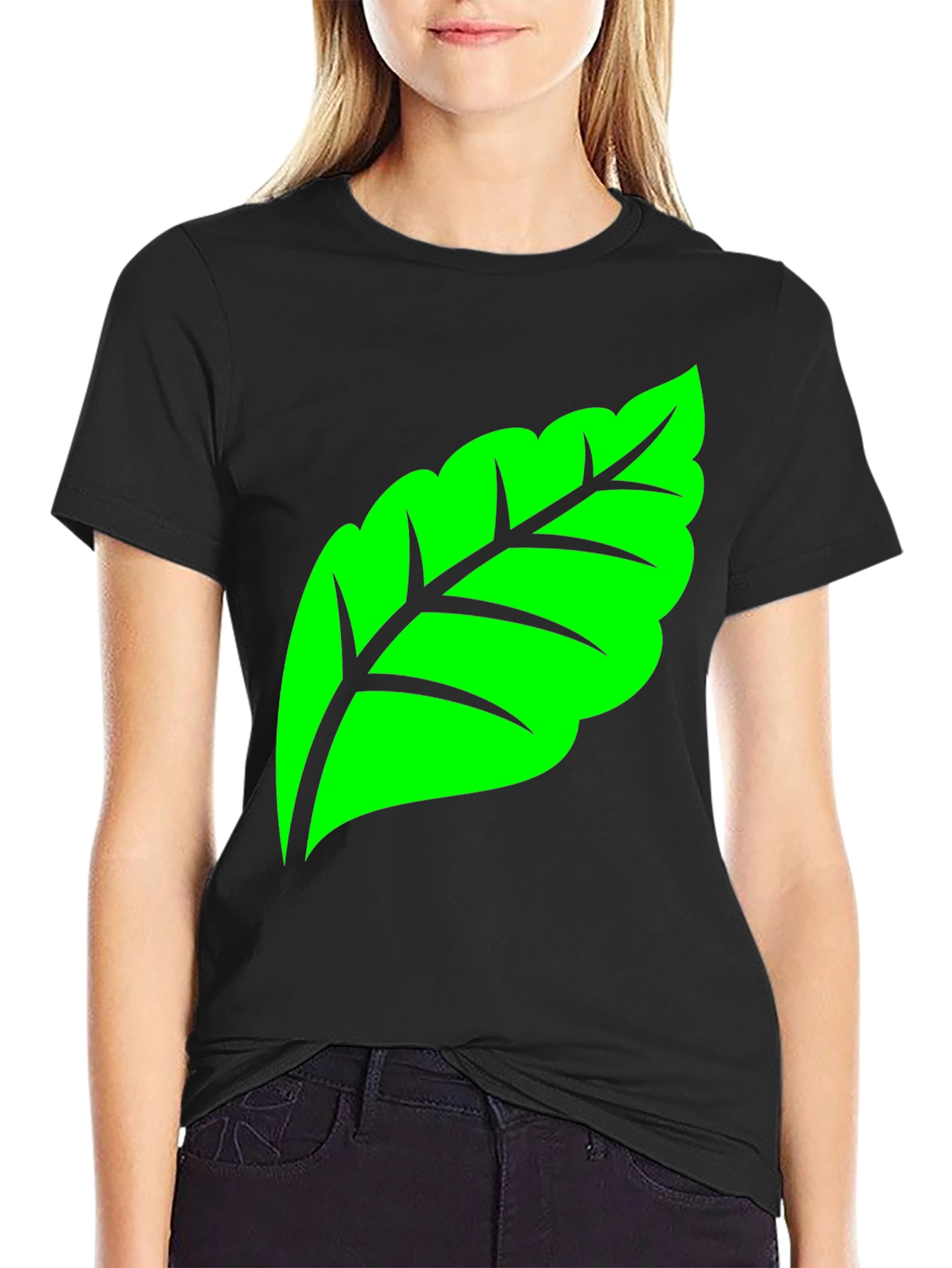 Green Leaf Graphic Tee - Nature Inspired Design