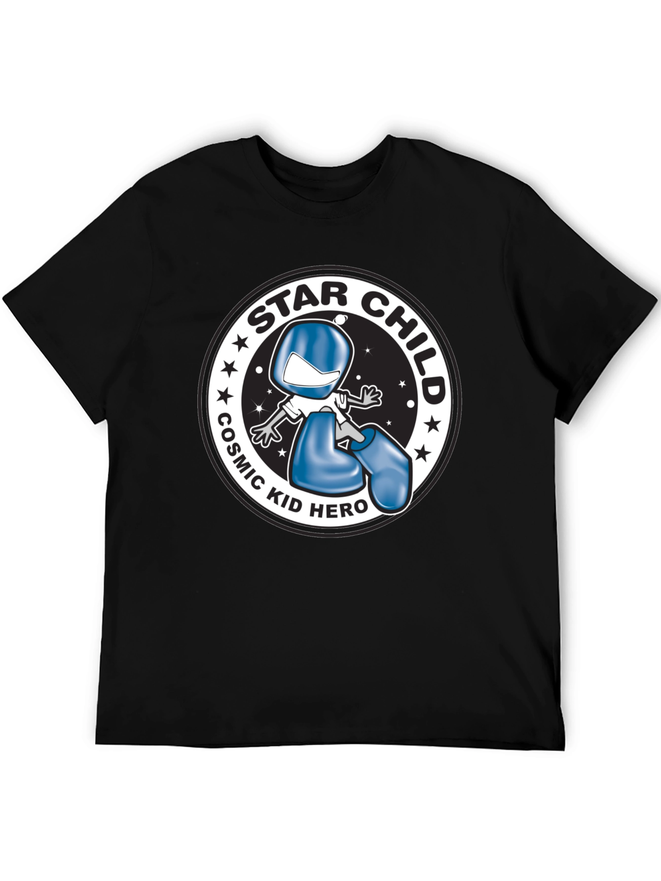 Star Child Cosmic Kid Hero Black T-Shirt
