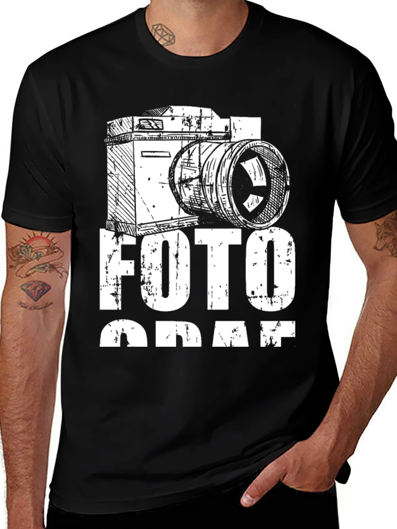 Photographer Black T-Shirt - Camera Design