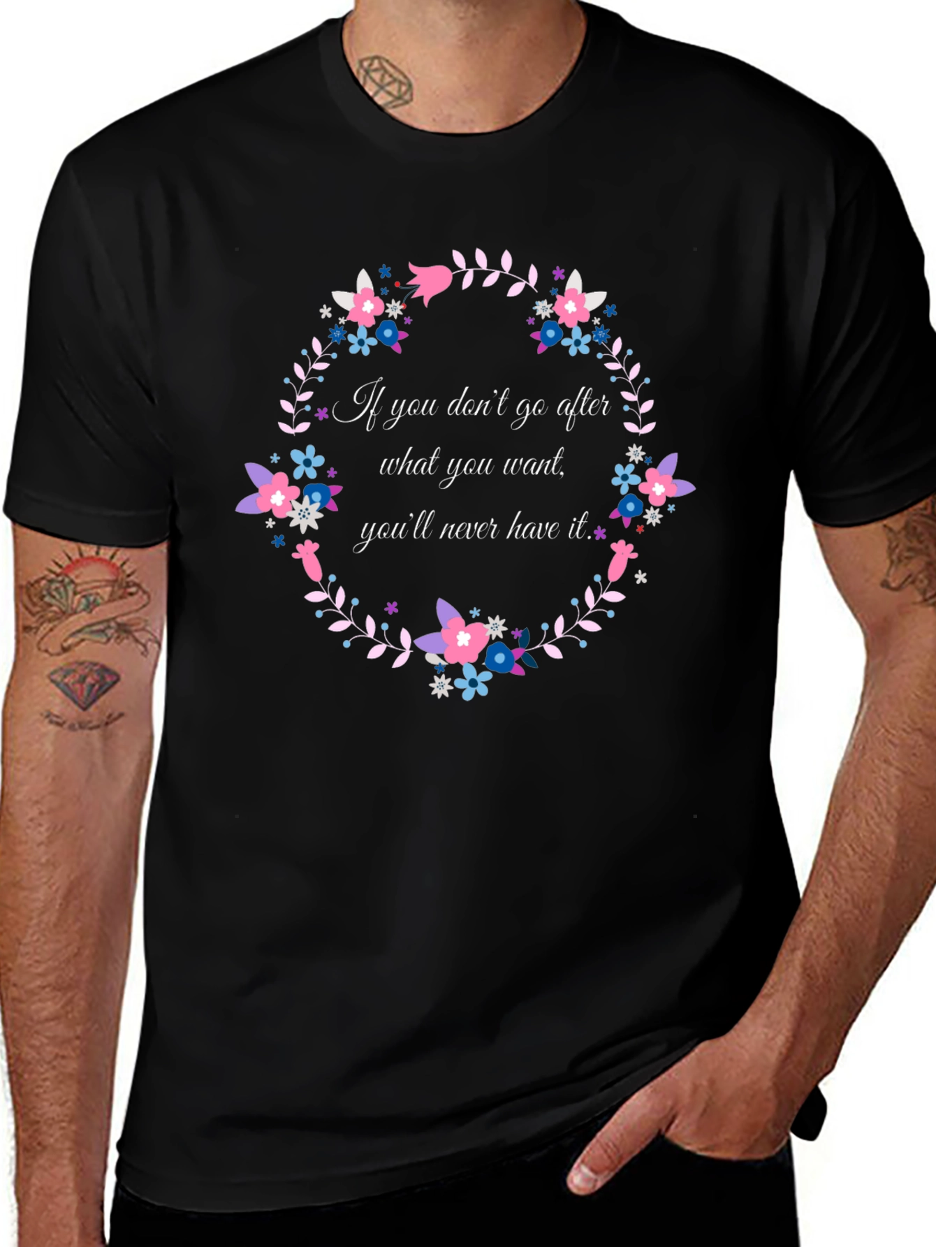 Floral Wreath T-Shirt - Motivational Quote Tee