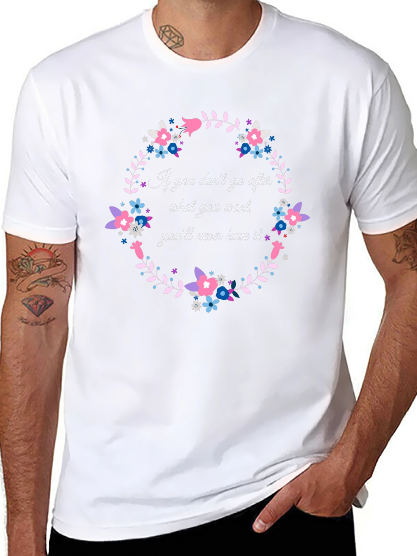 Floral Wreath T-Shirt - Motivational Quote Tee