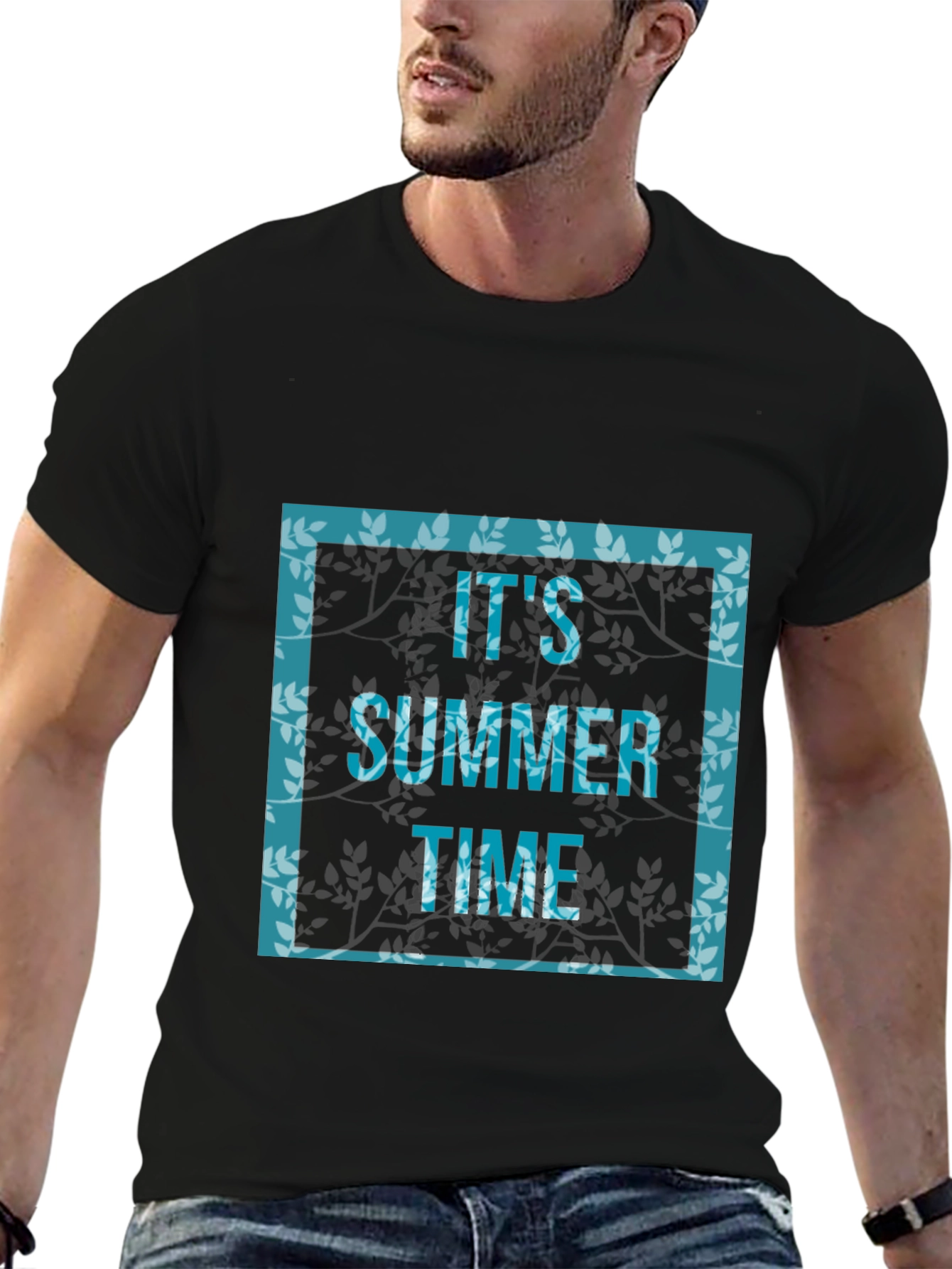 Its Summer Time Graphic Print Black T-Shirt