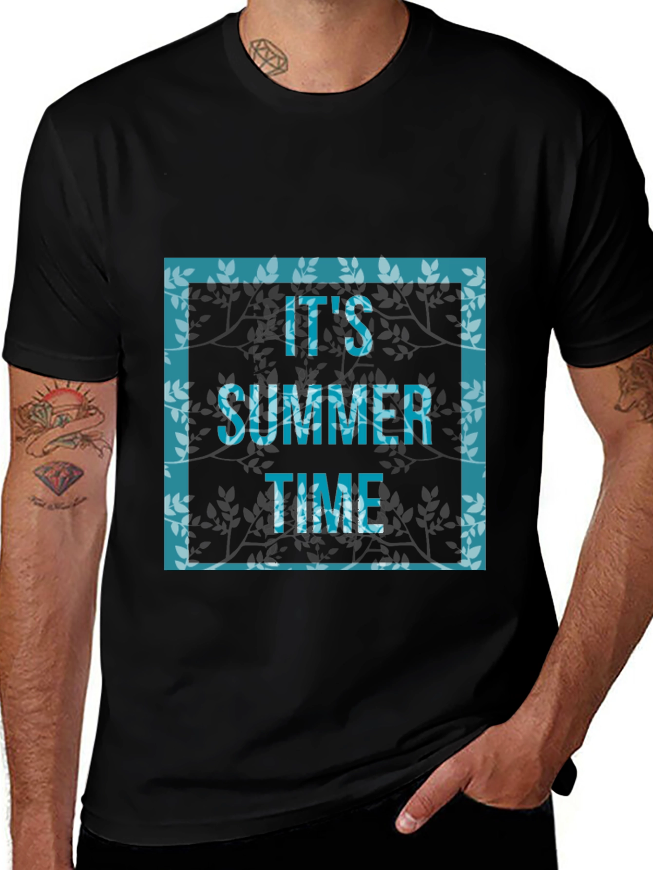 Its Summer Time Graphic Print Black T-Shirt