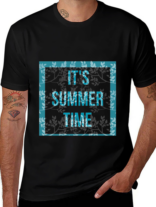 Its Summer Time Graphic Print Black T-Shirt