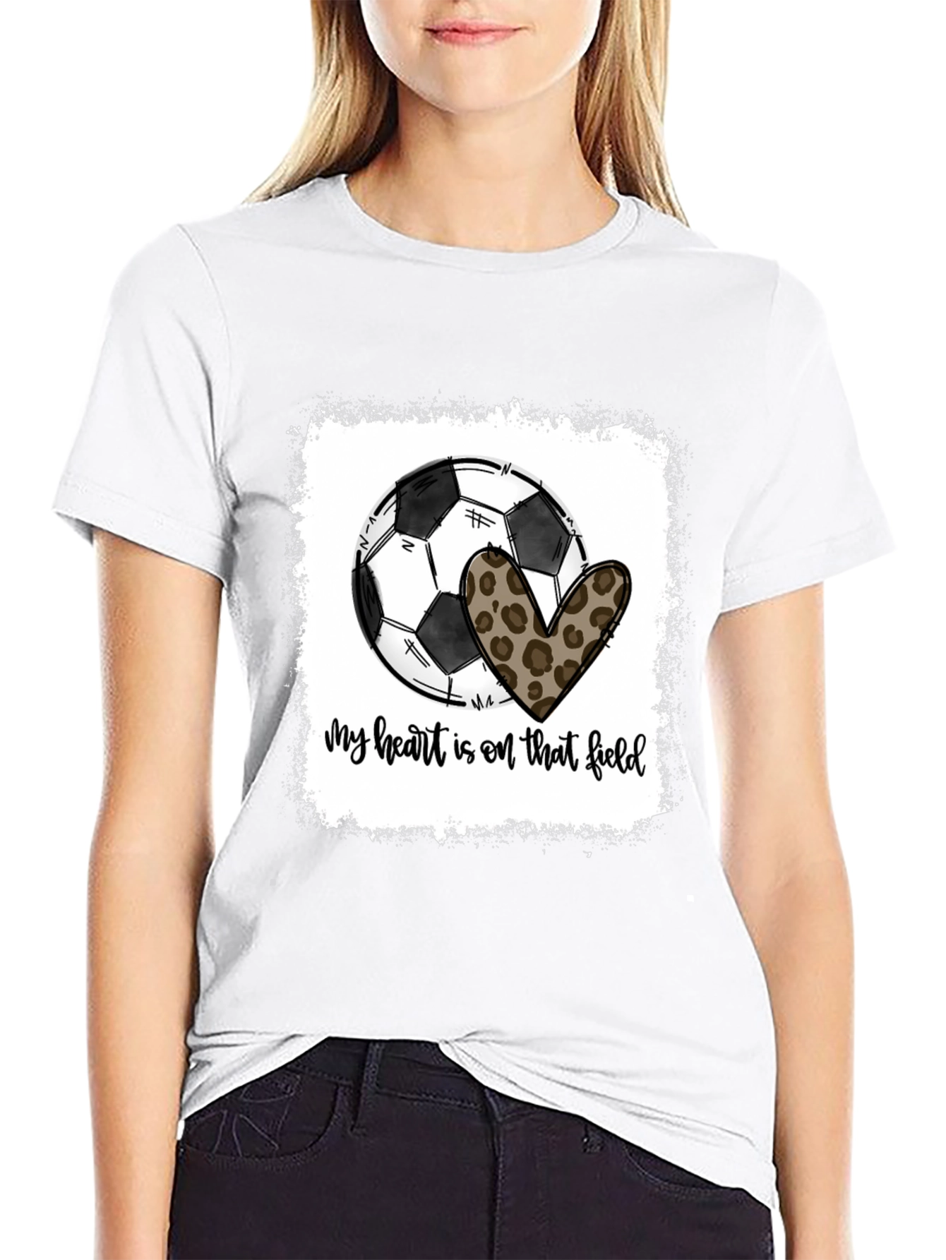 Soccer Heart Leopard Print T-Shirt