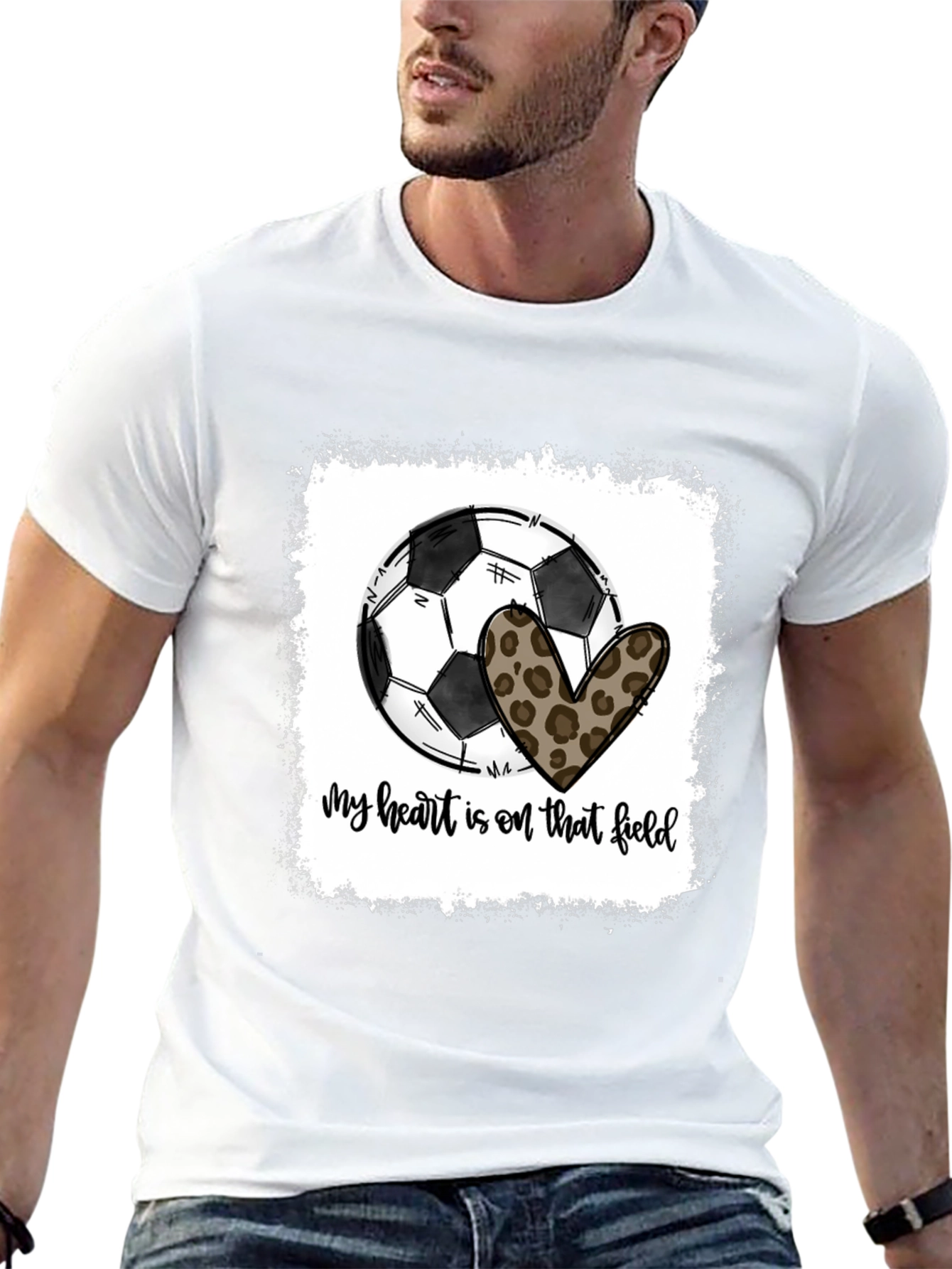 Soccer Heart Leopard Print T-Shirt