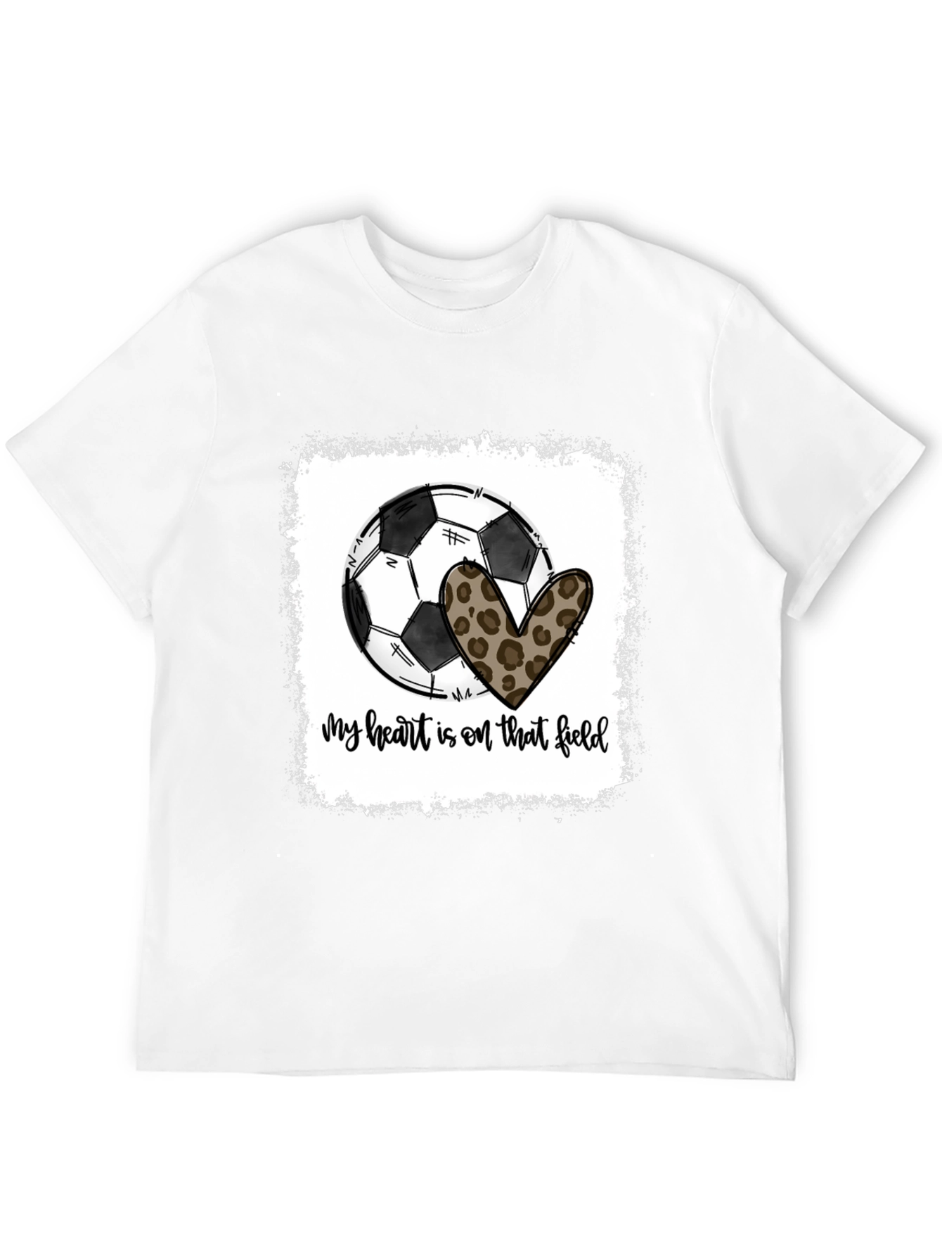 Soccer Heart Leopard Print T-Shirt