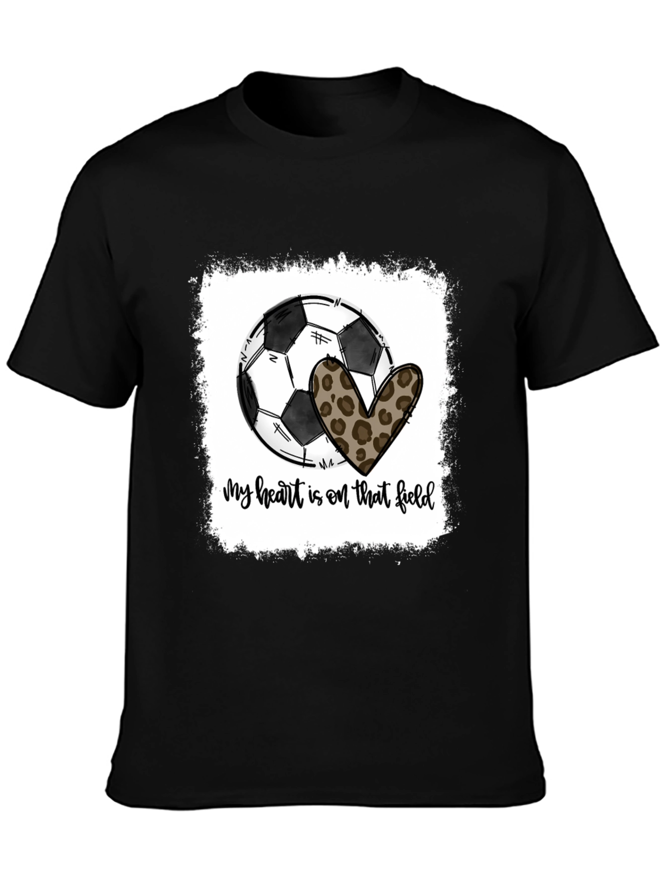 Soccer Heart Leopard Print T-Shirt