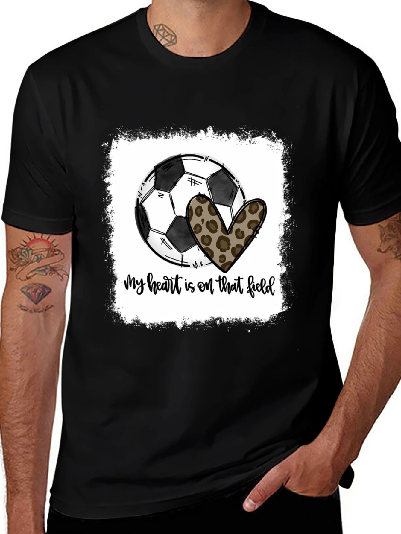 Soccer Heart Leopard Print T-Shirt