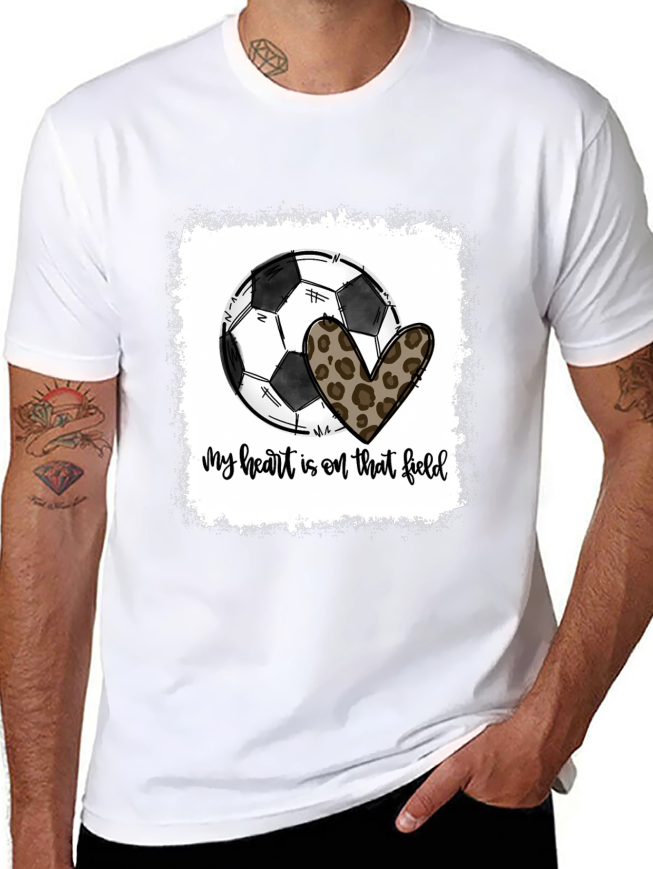 Soccer Heart Leopard Print T-Shirt