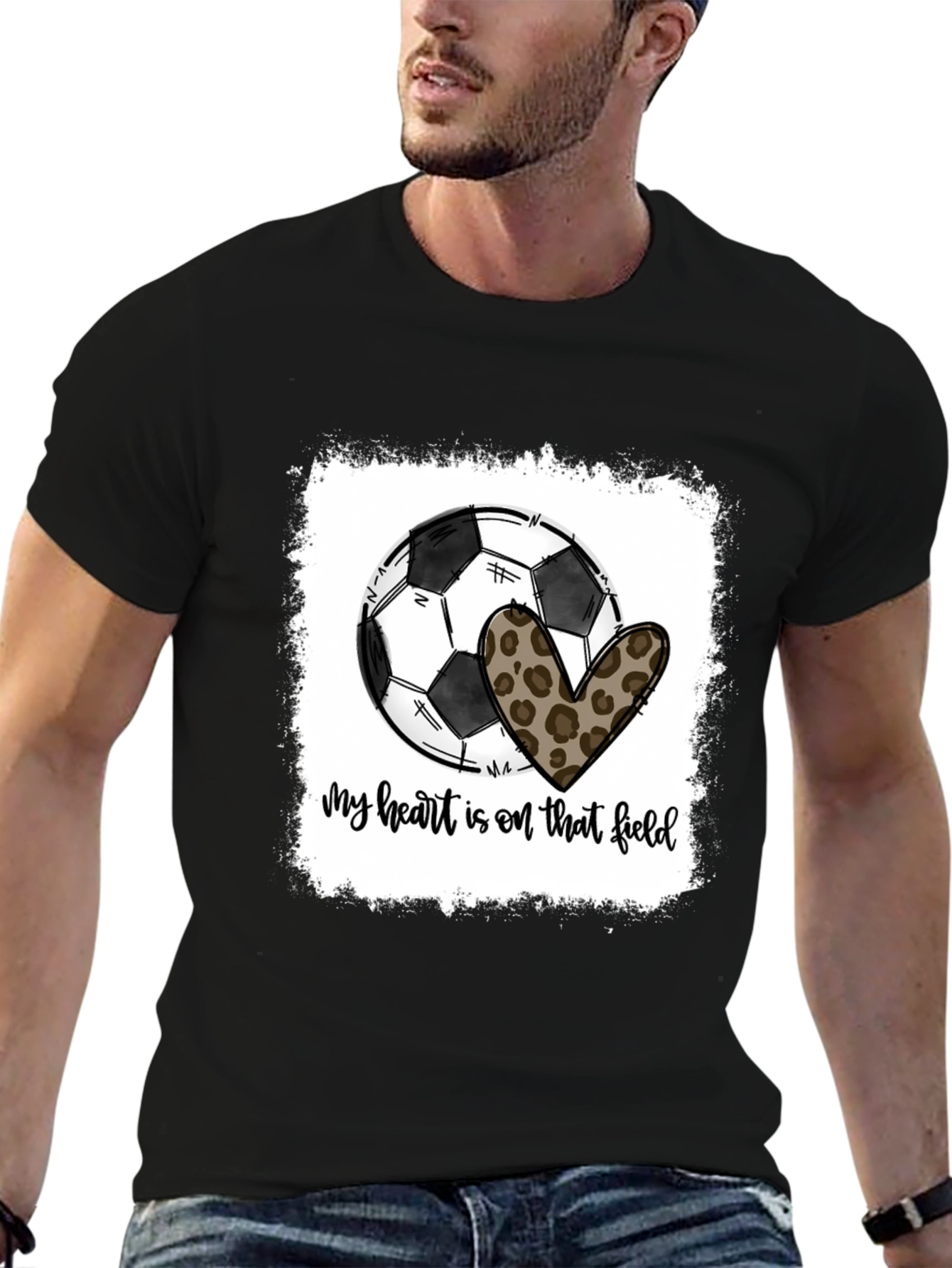 Soccer Heart Leopard Print T-Shirt
