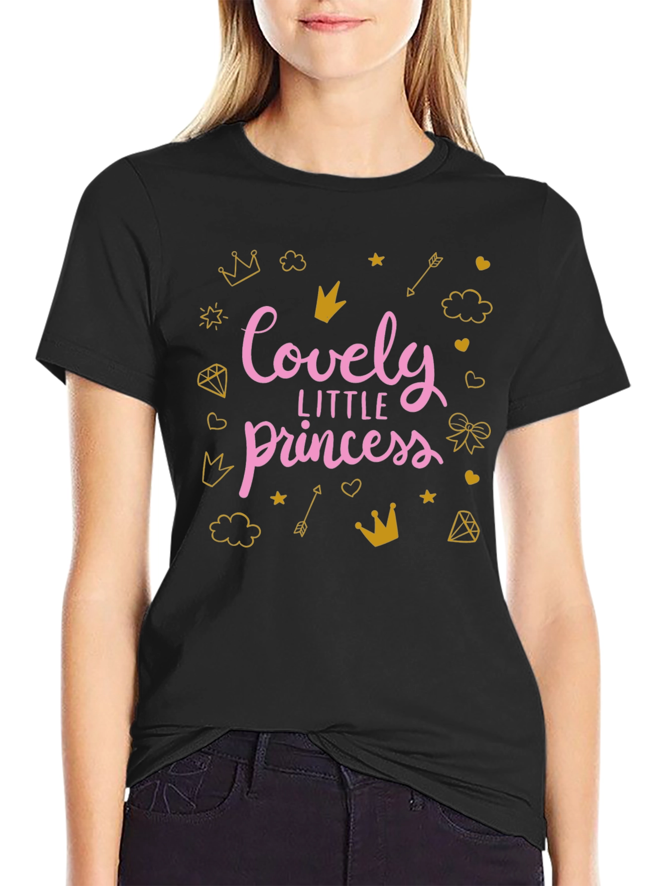 Lovely Princess Graphic Tee - Black