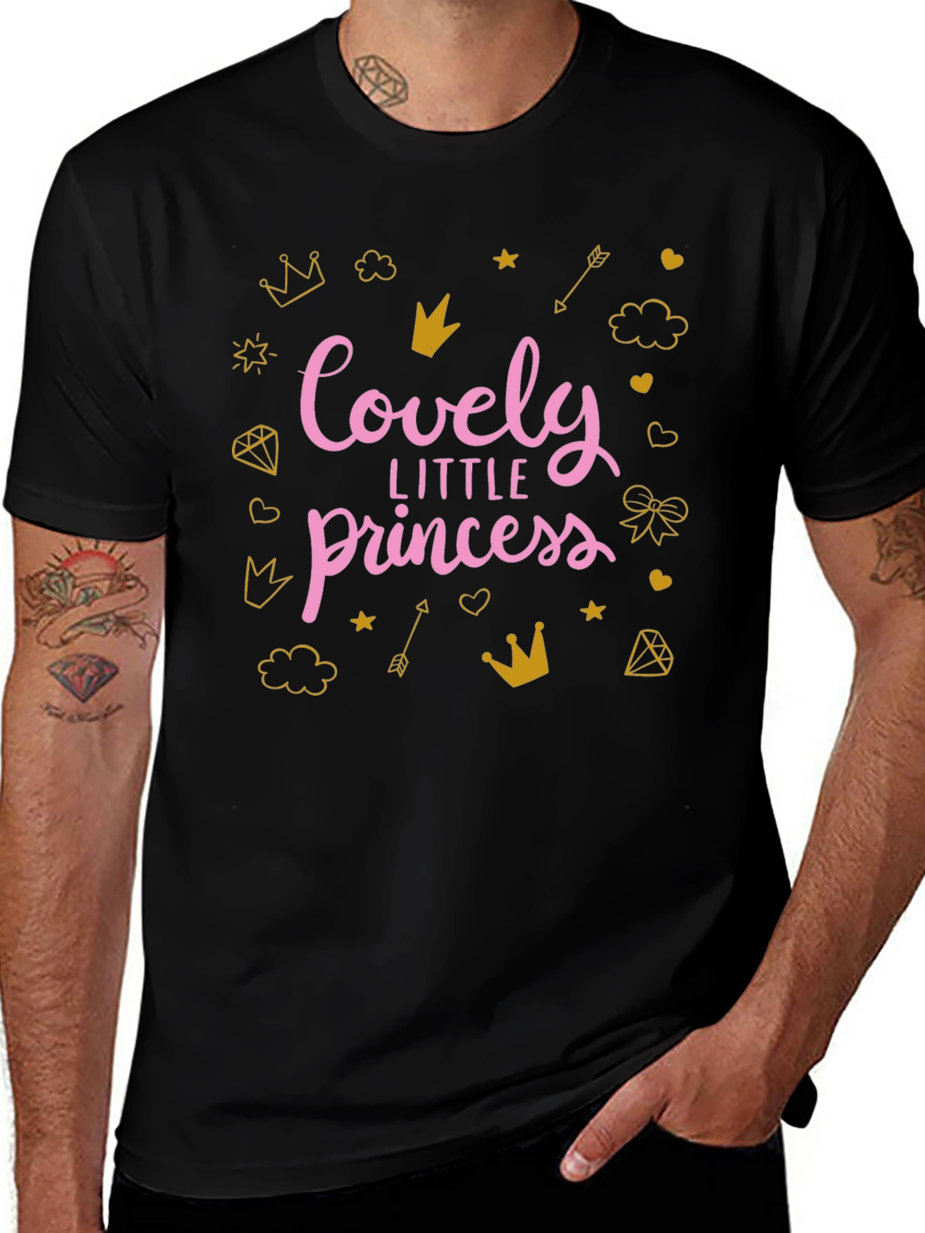 Lovely Princess Graphic Tee - Black
