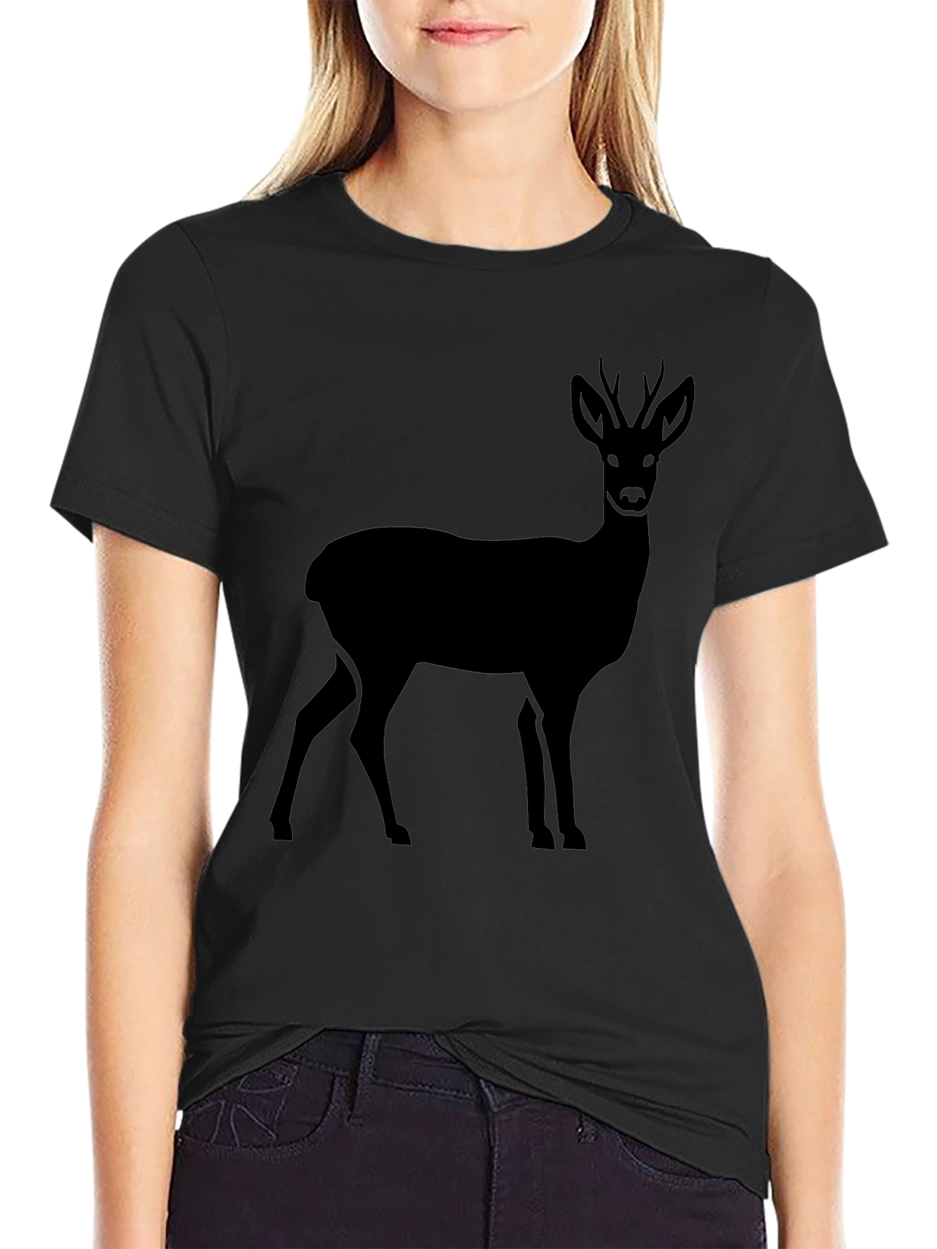 Mens Black Deer Silhouette Graphic T-Shirt