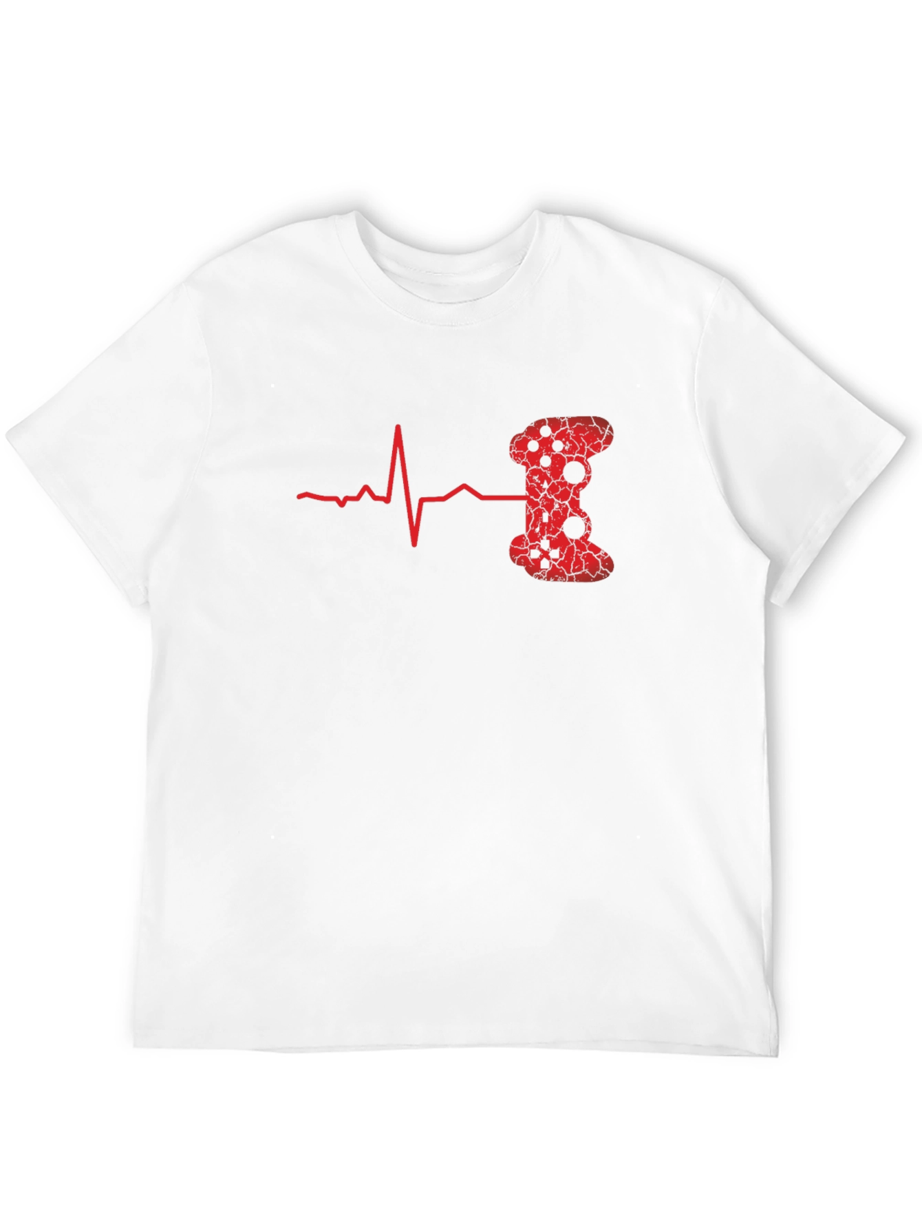 Gamer Heartbeat T-Shirt - Red Gaming Controller Design