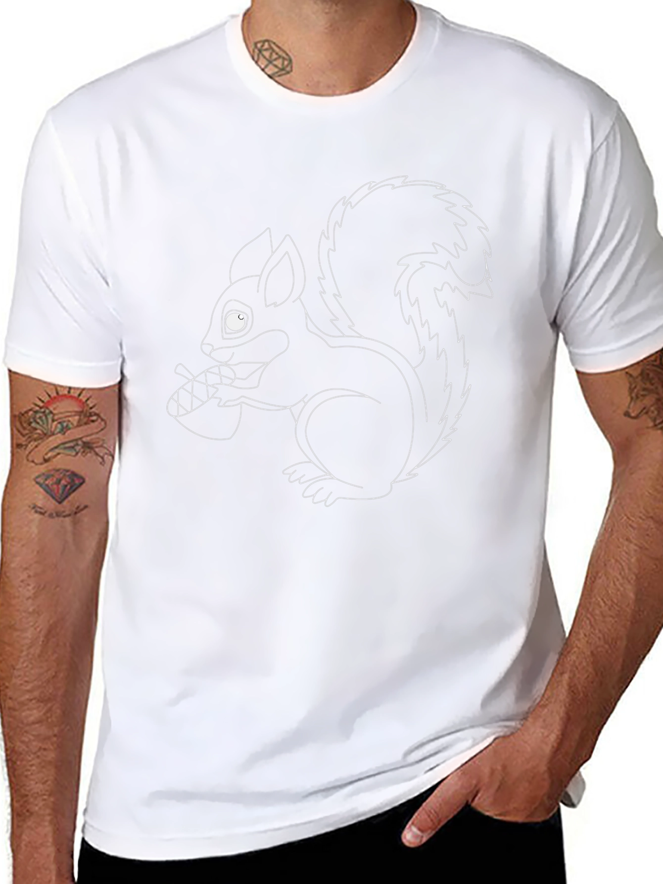 Squirrel Outline Graphic Tee - Black