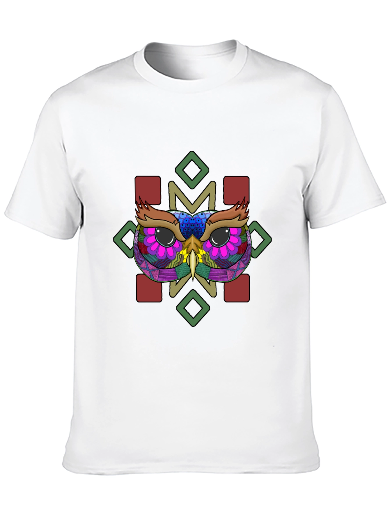 Owl Graphic Tee - Black Cotton Blend Shirt