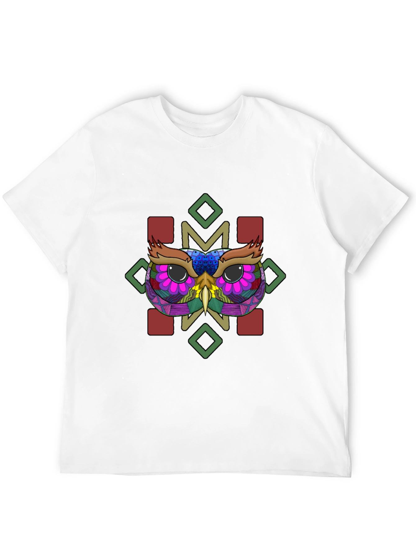 Owl Graphic Tee - Black Cotton Blend Shirt