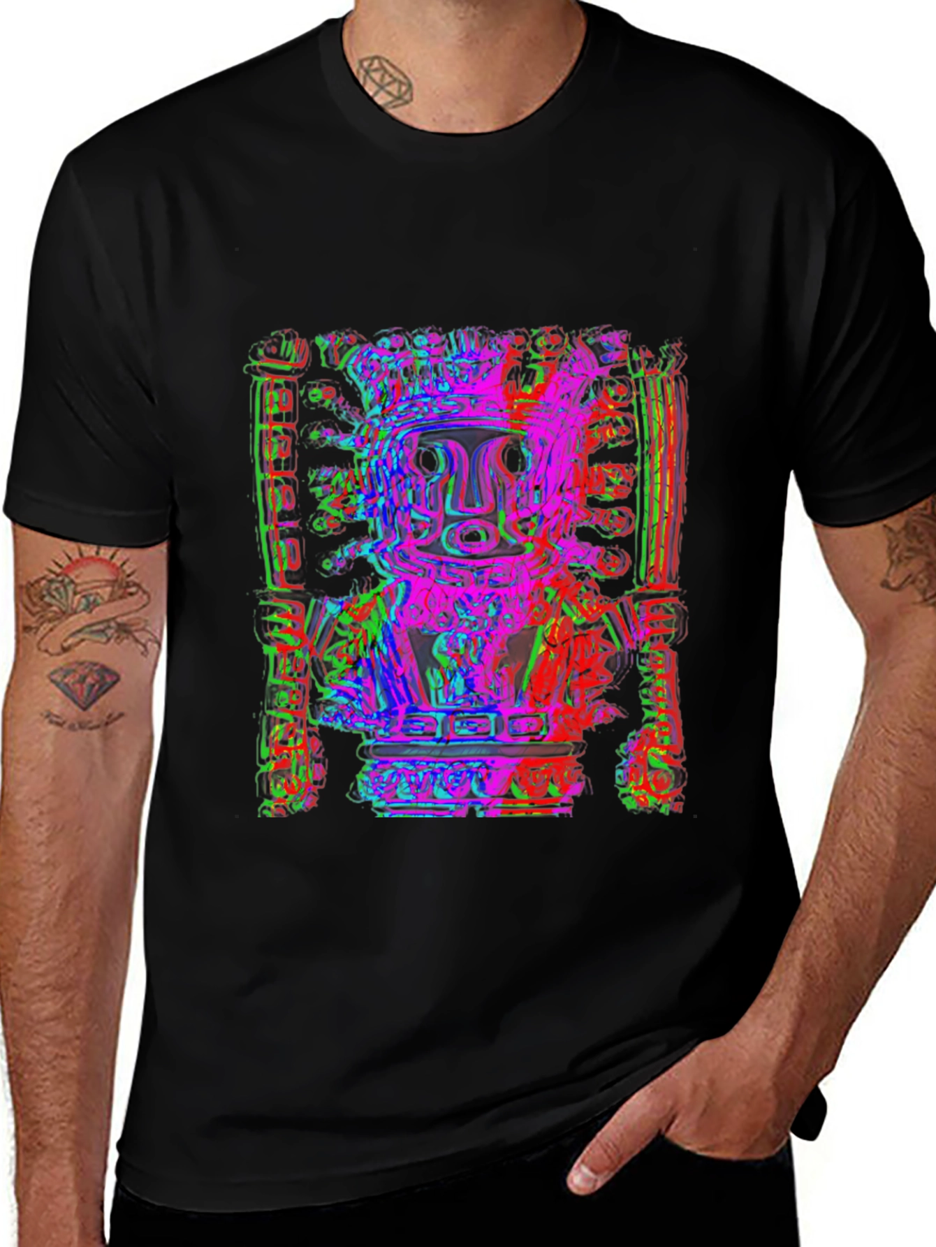 Abstract Graphic Print Crew Neck Tee