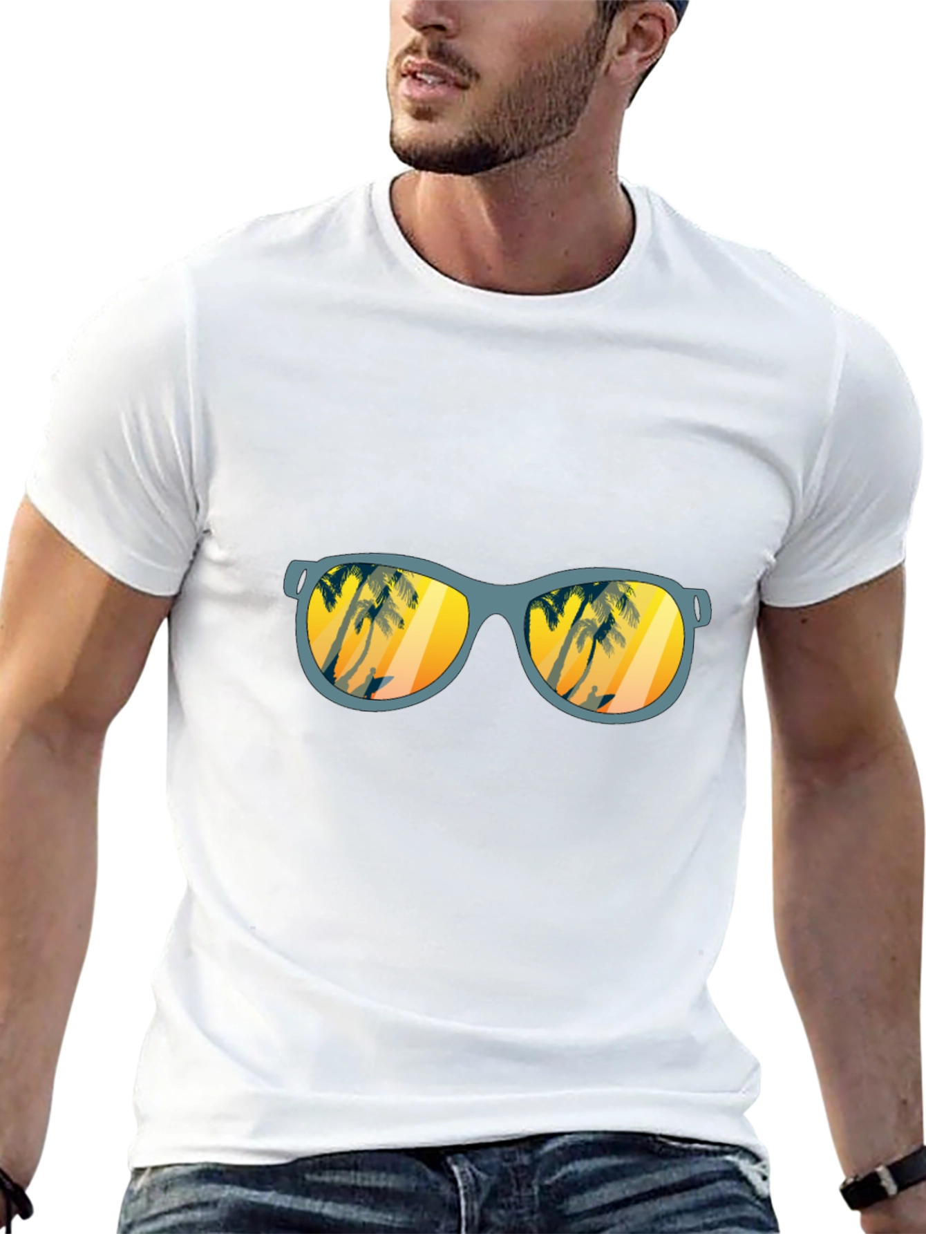 Sunset Beach Sunglasses Graphic T-Shirt