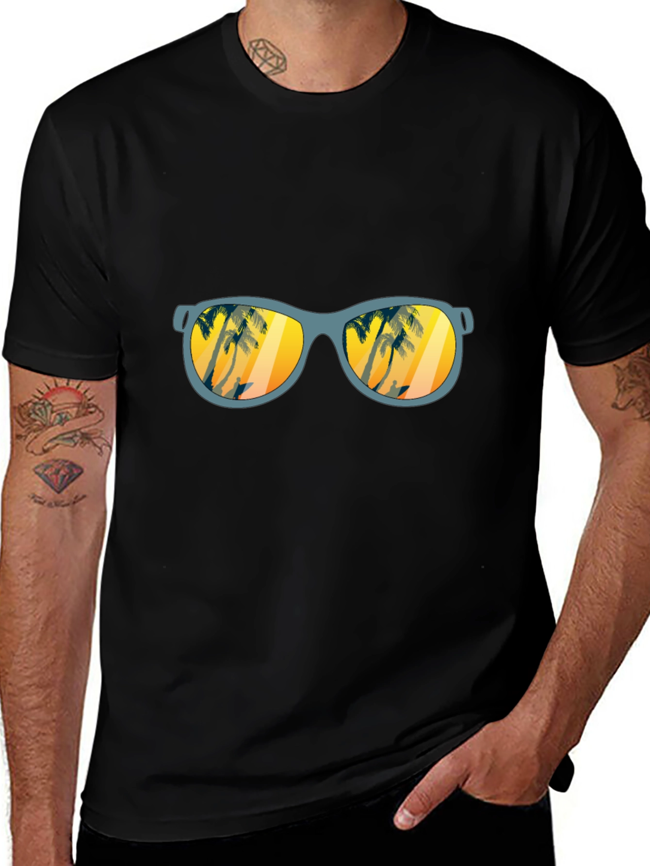Sunset Beach Sunglasses Graphic T-Shirt