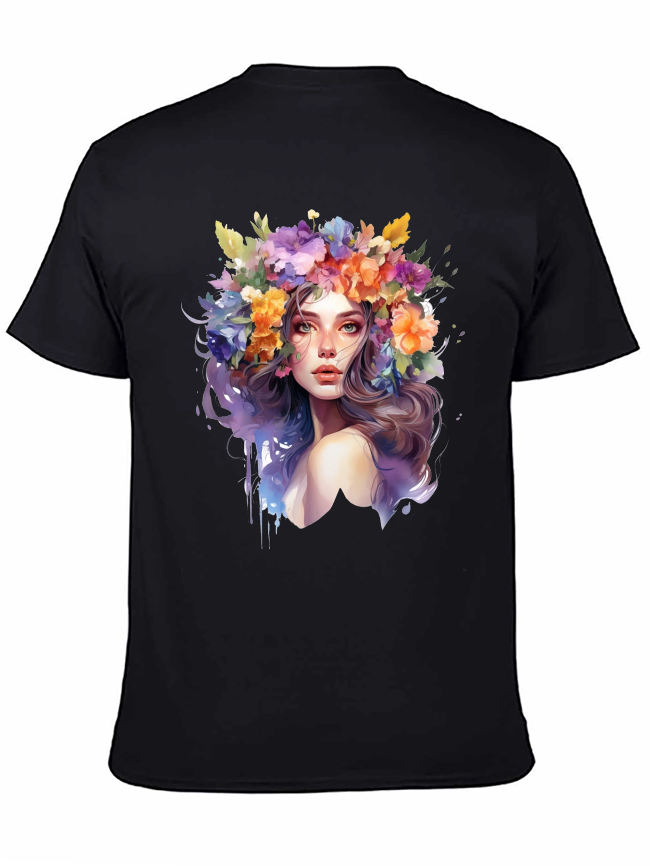 Floral Woman Graphic Tee - Artistic Style