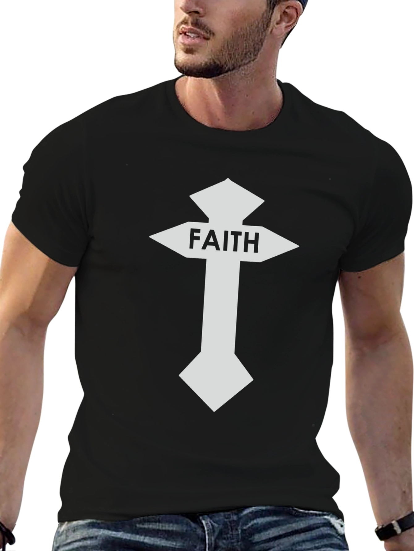Faith Cross Graphic Tee - Black Christian T-Shirt