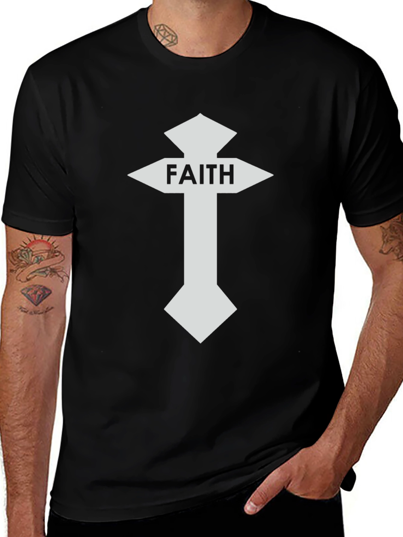 Faith Cross Graphic Tee - Black Christian T-Shirt