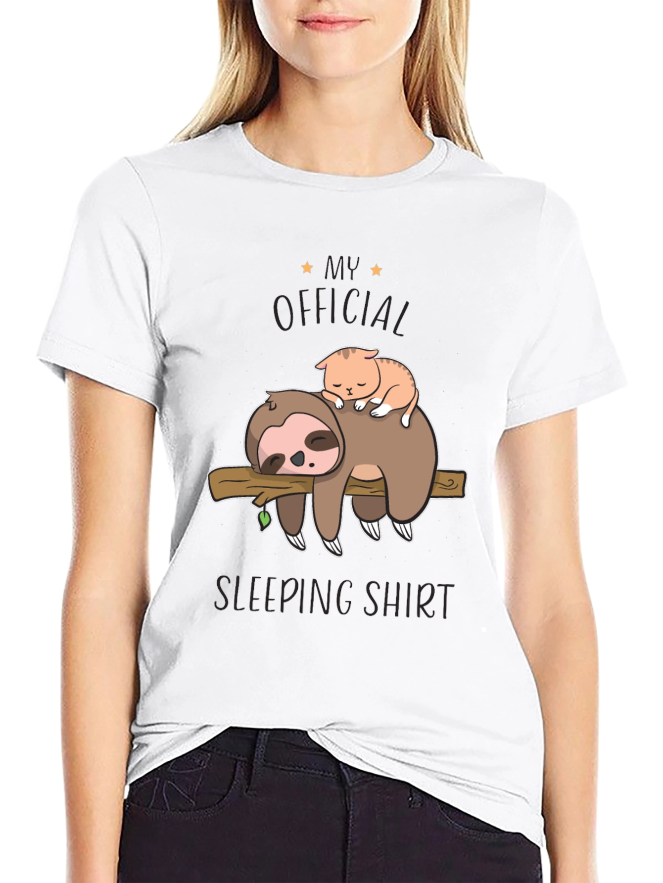My Official Sleeping Shirt - Sloth & Cat Tee