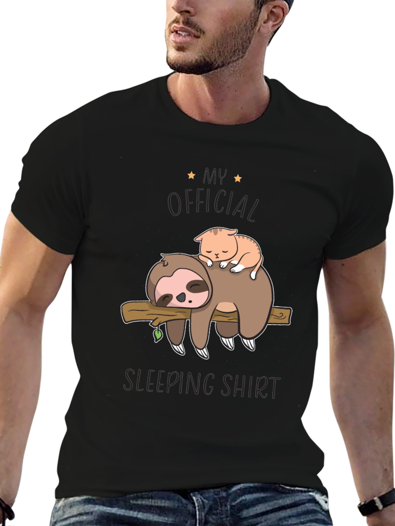 My Official Sleeping Shirt - Sloth & Cat Tee