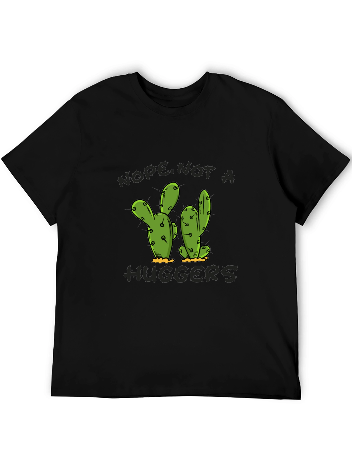 Nope Not A Hugger Cactus Graphic T-Shirt
